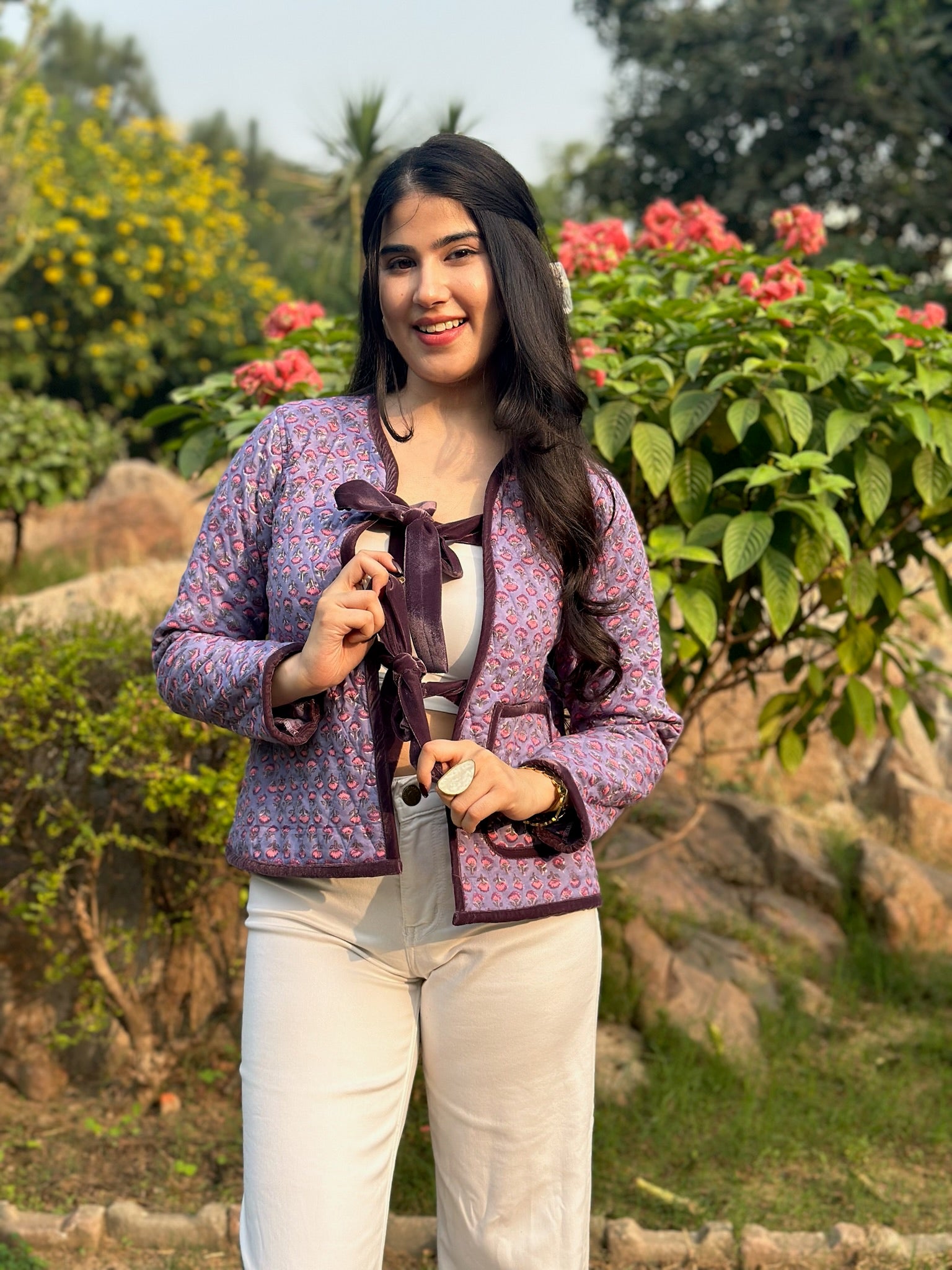 Grape Velvet Bow Jacket