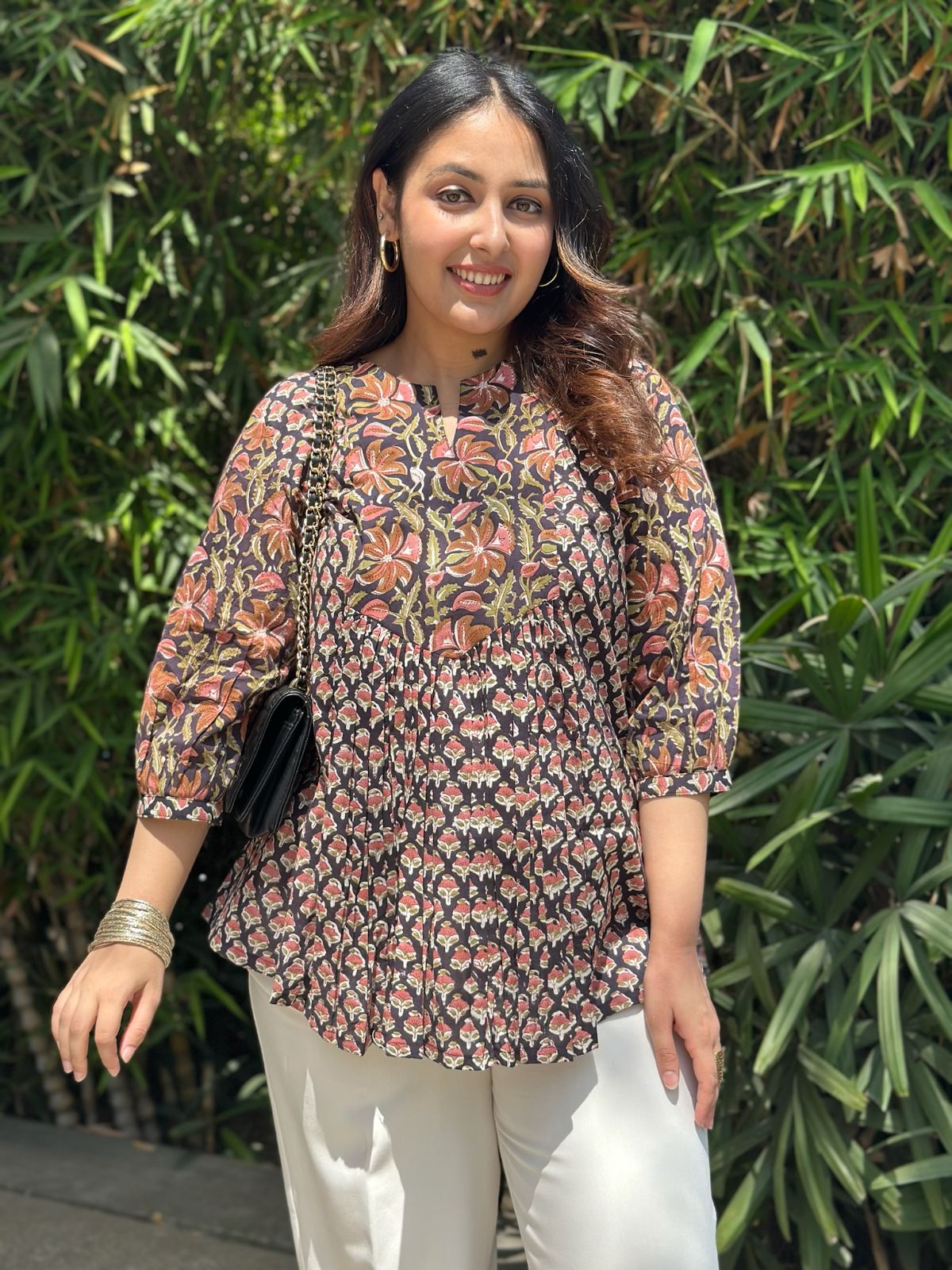 Onyx Black Gather Short Kurti