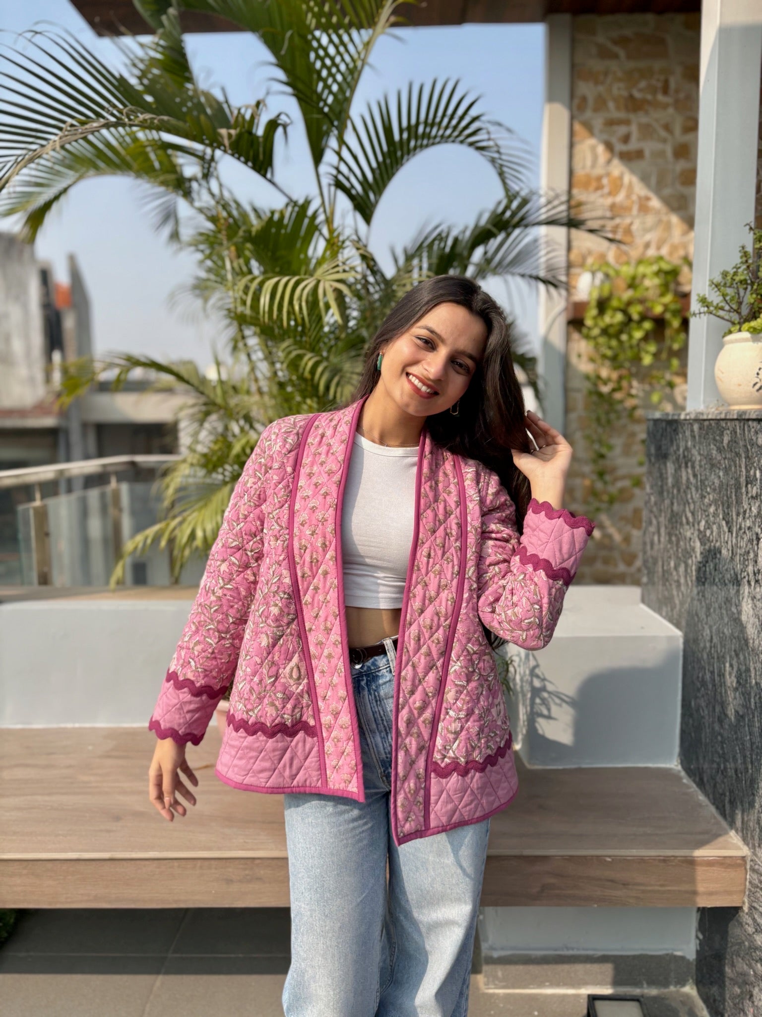 Pink Rose Quilted Shrug