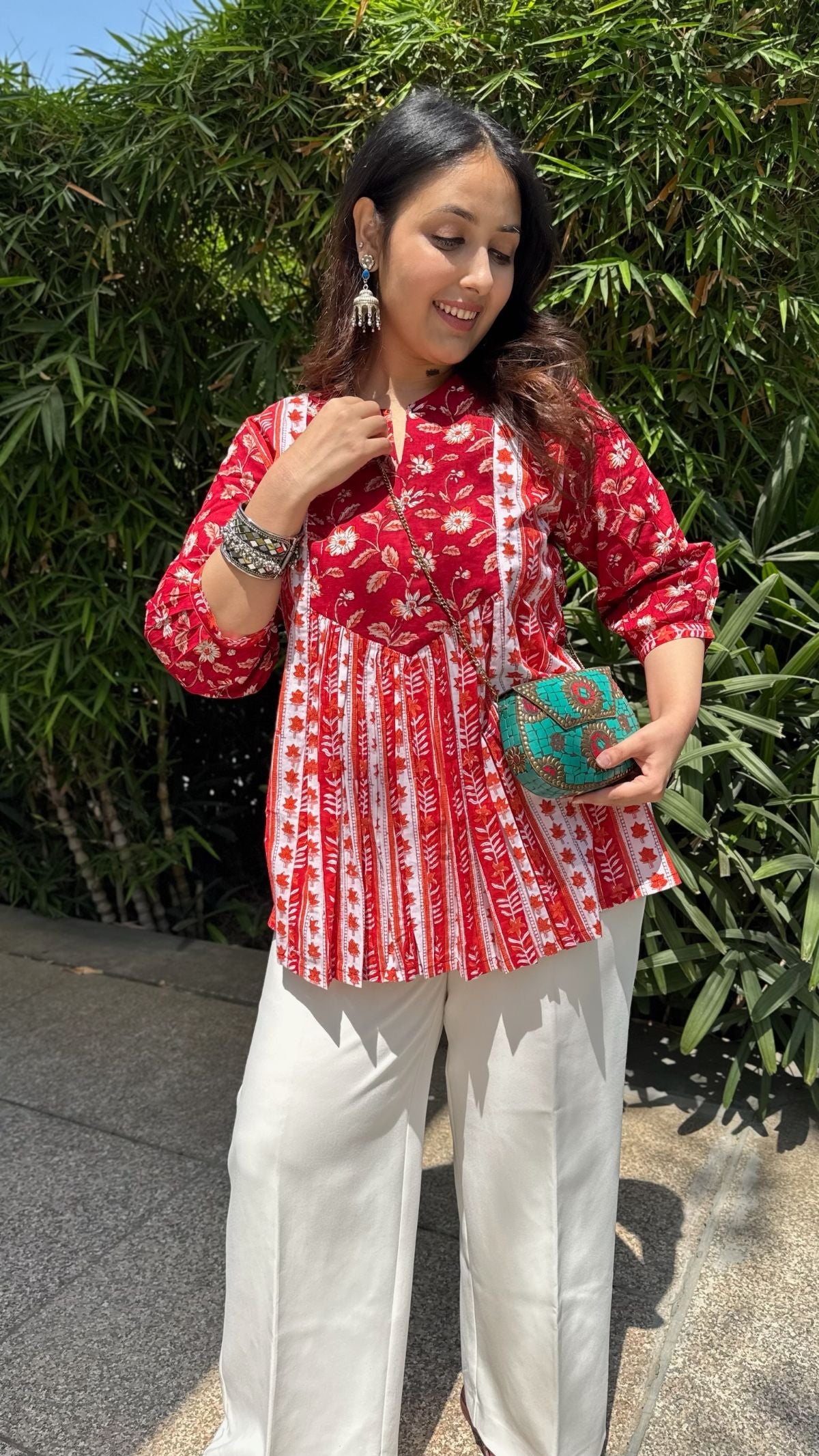 Ruby Red Gather Short Kurti