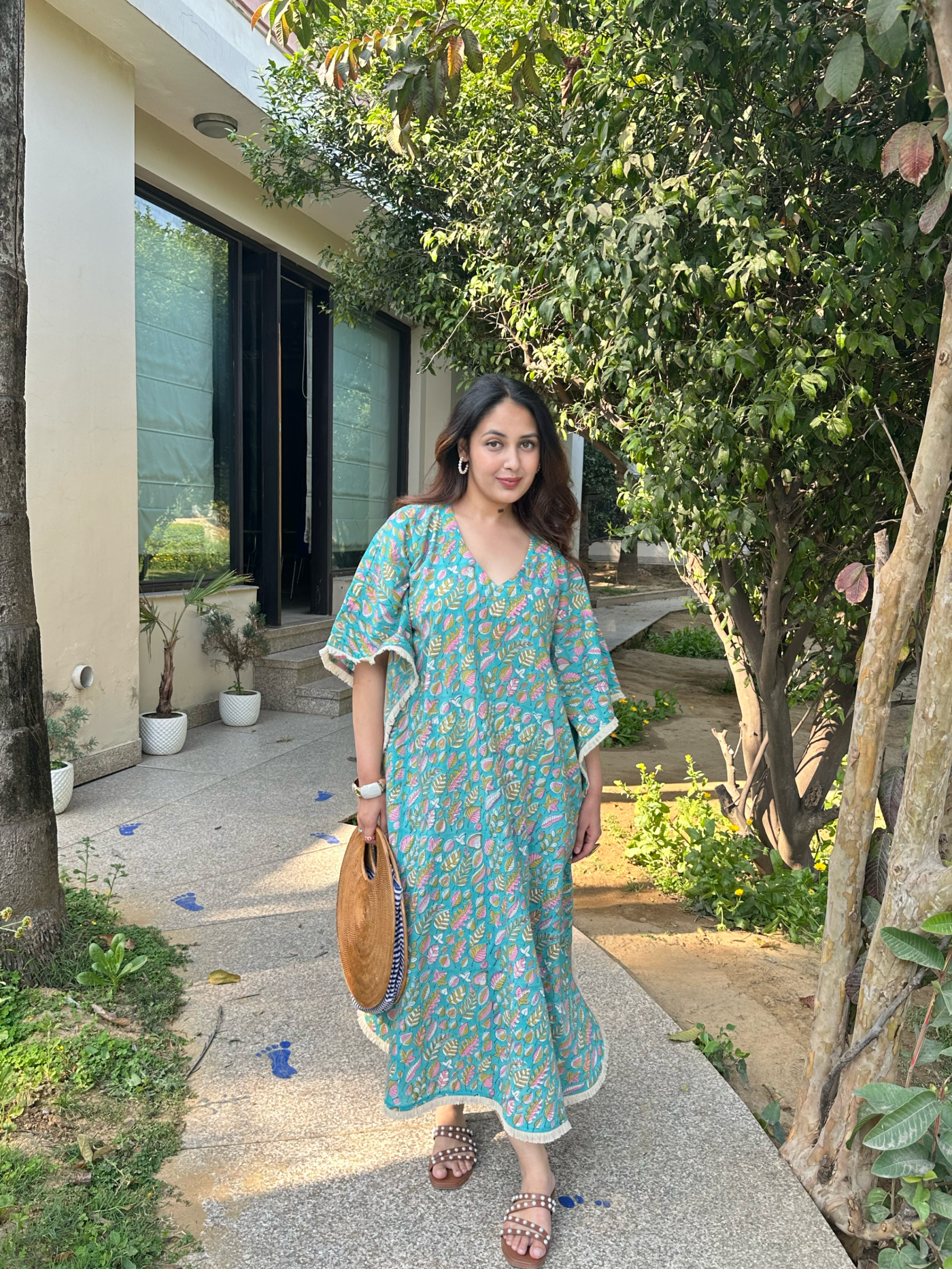 Teal Vine Kaftan Dress
