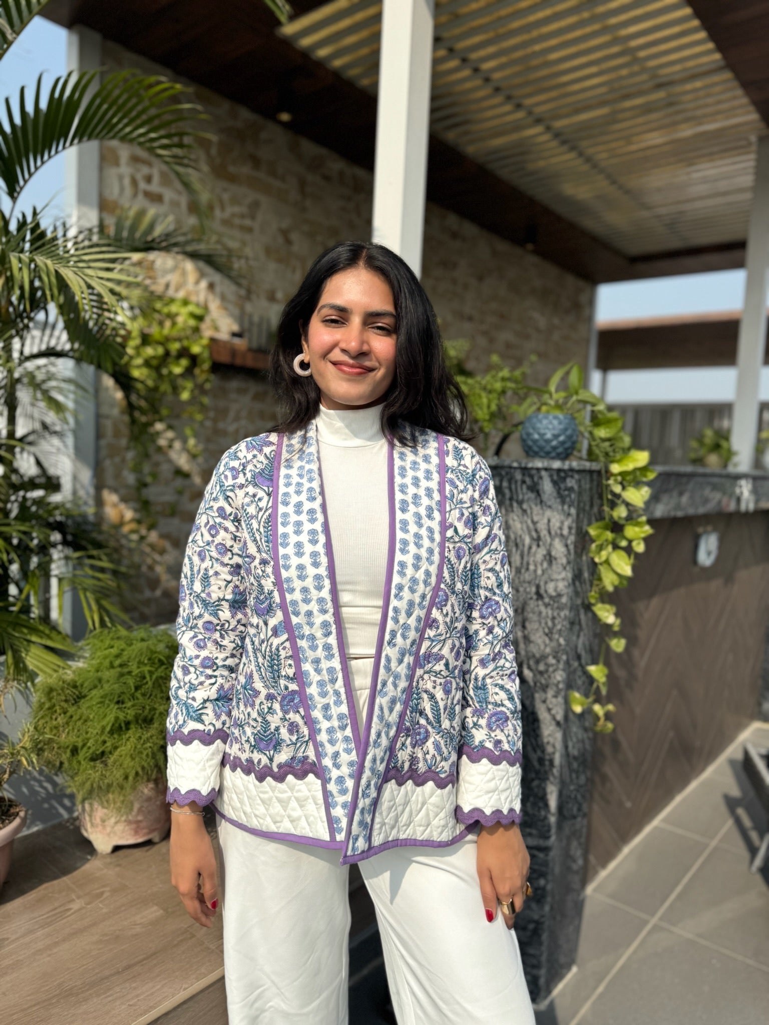 White Berry Quilted Shrug