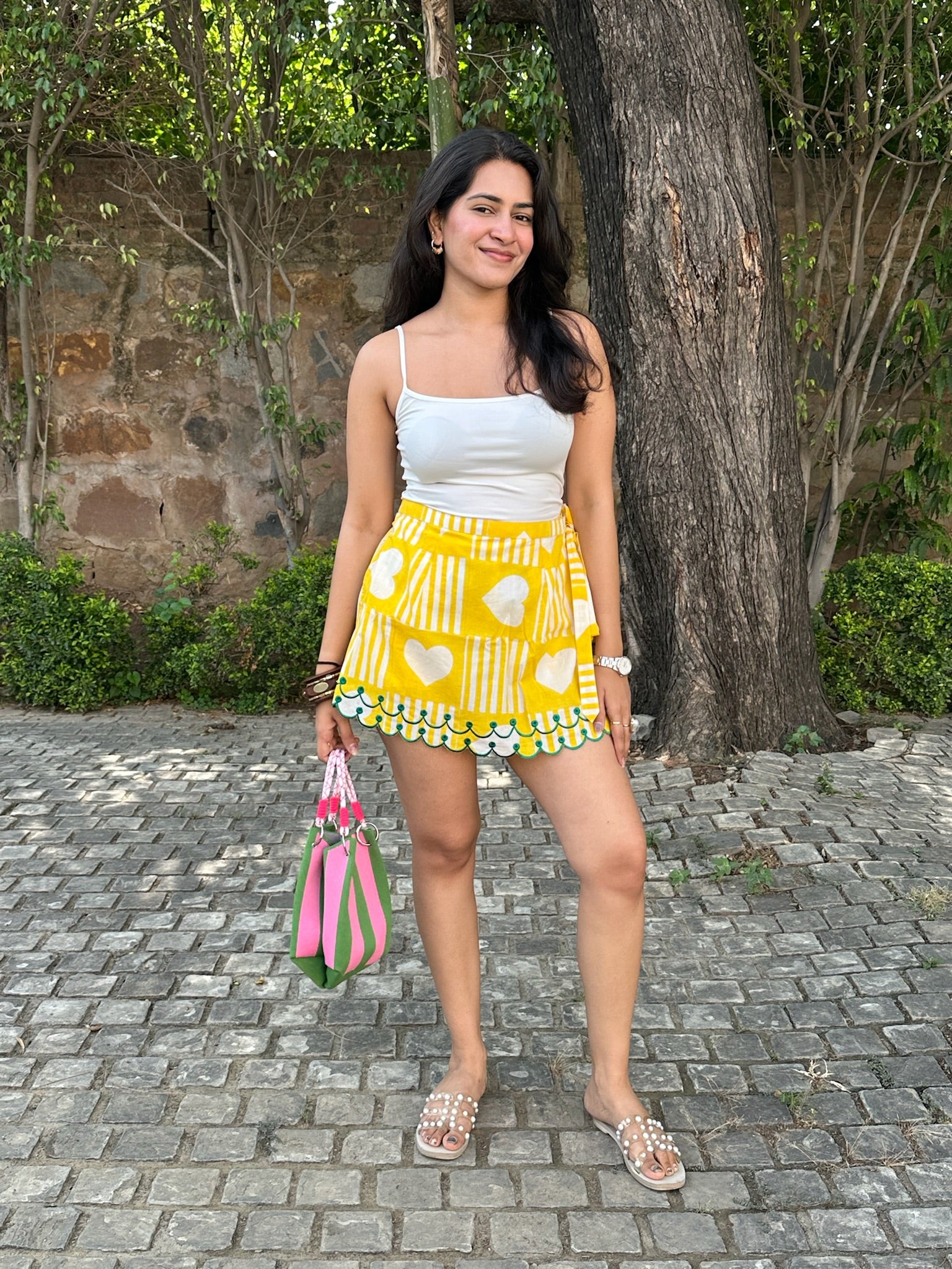 exclusive yellow hearts skort