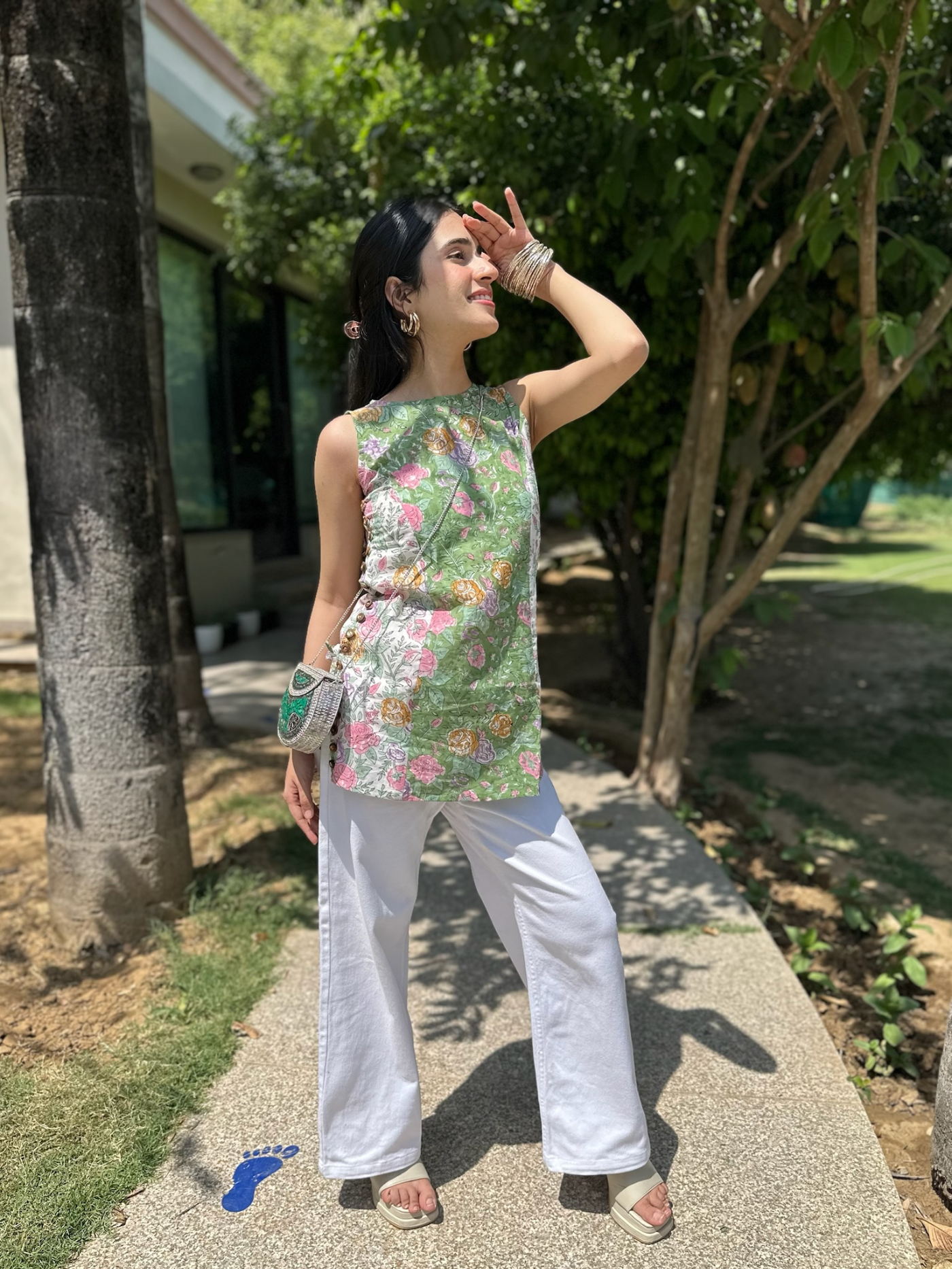 Spring Green Halter Short Kurti