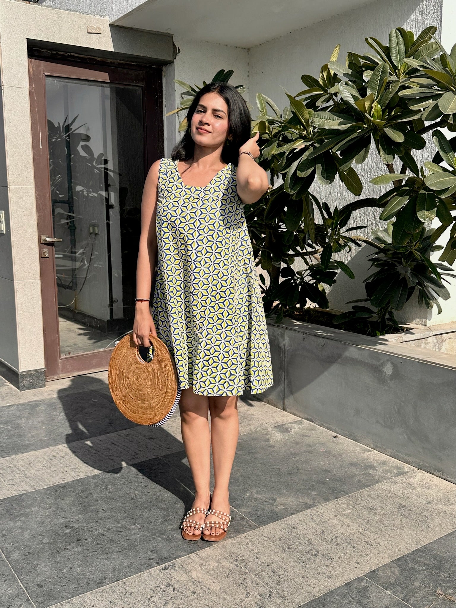 Clover Flower Lime Shift Dress