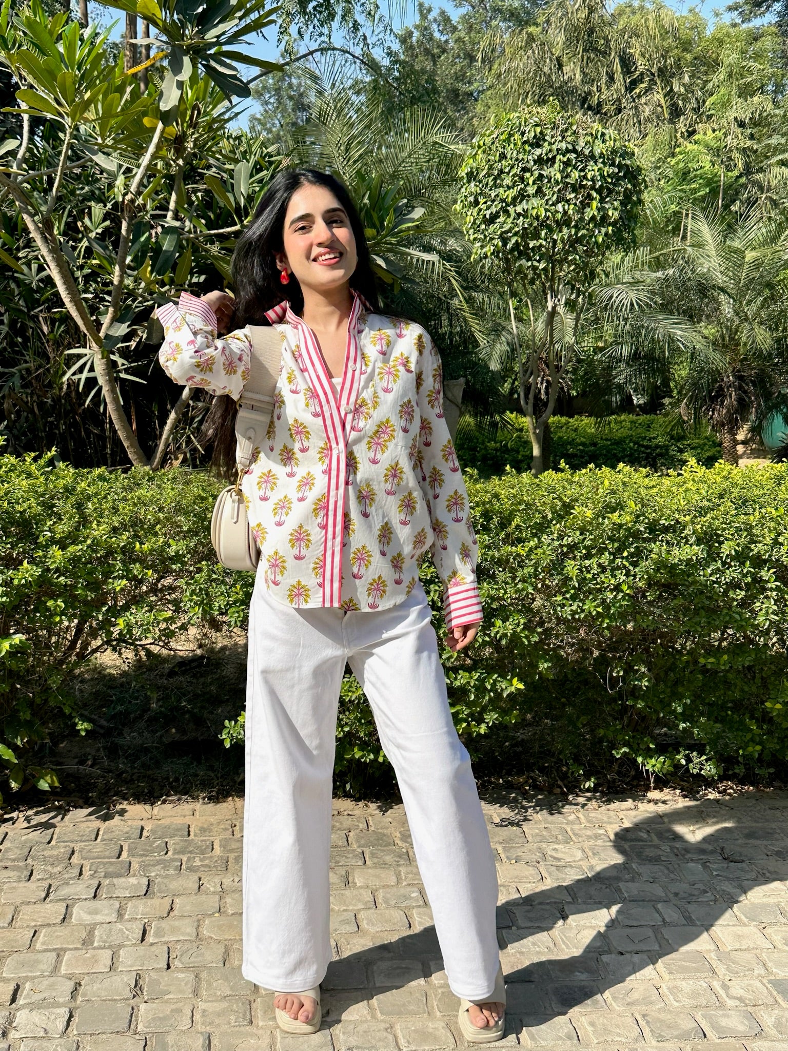 Palm Leaves Pink And Yellow Shirt
