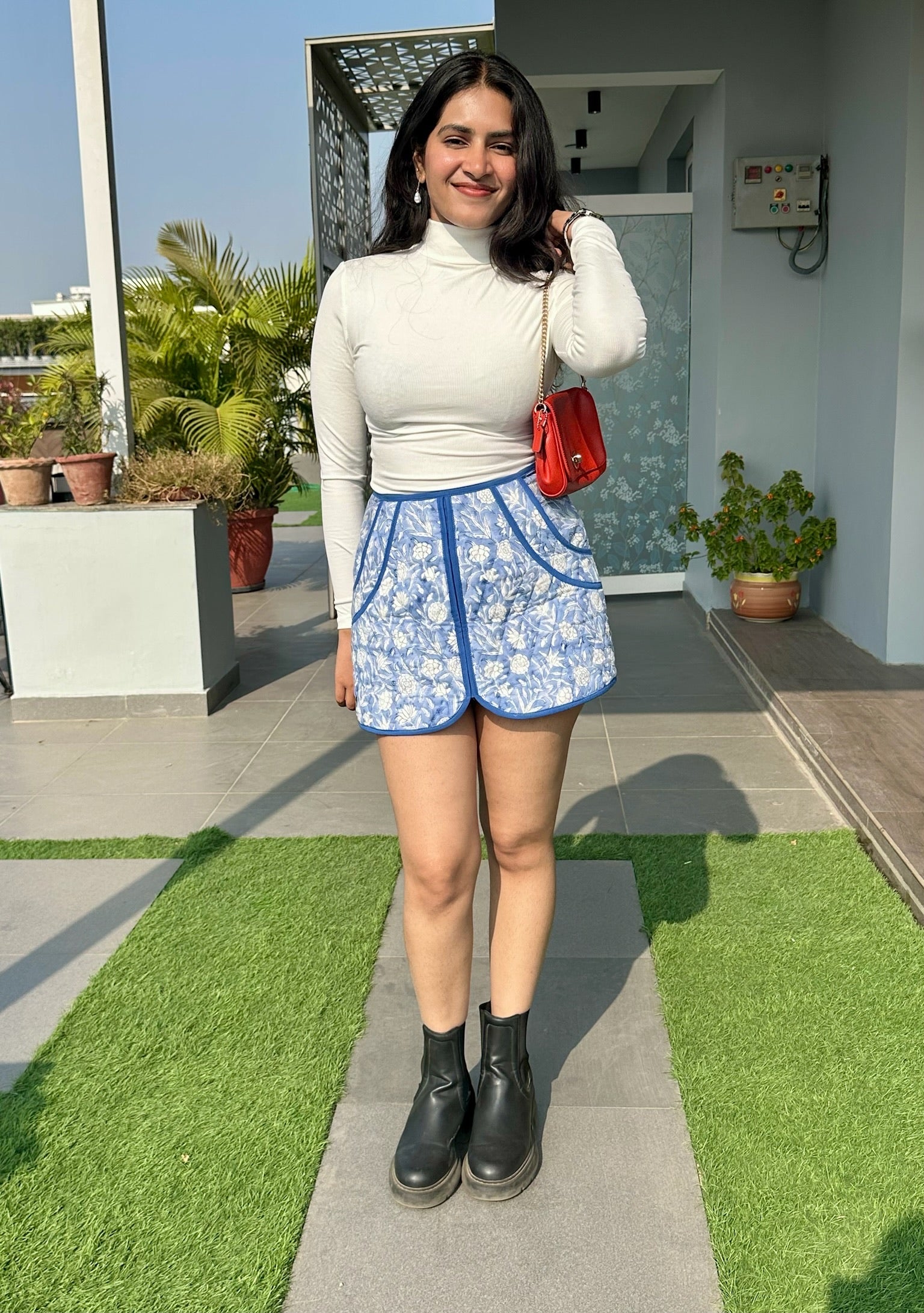 Ash Blue Quilted Skirt