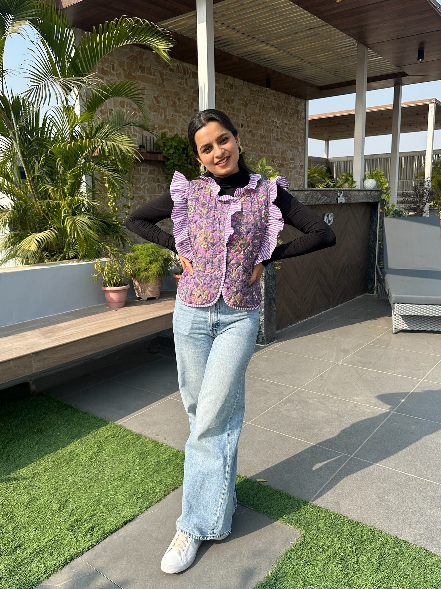 Soft Jamuni Quilted Frill Jacket