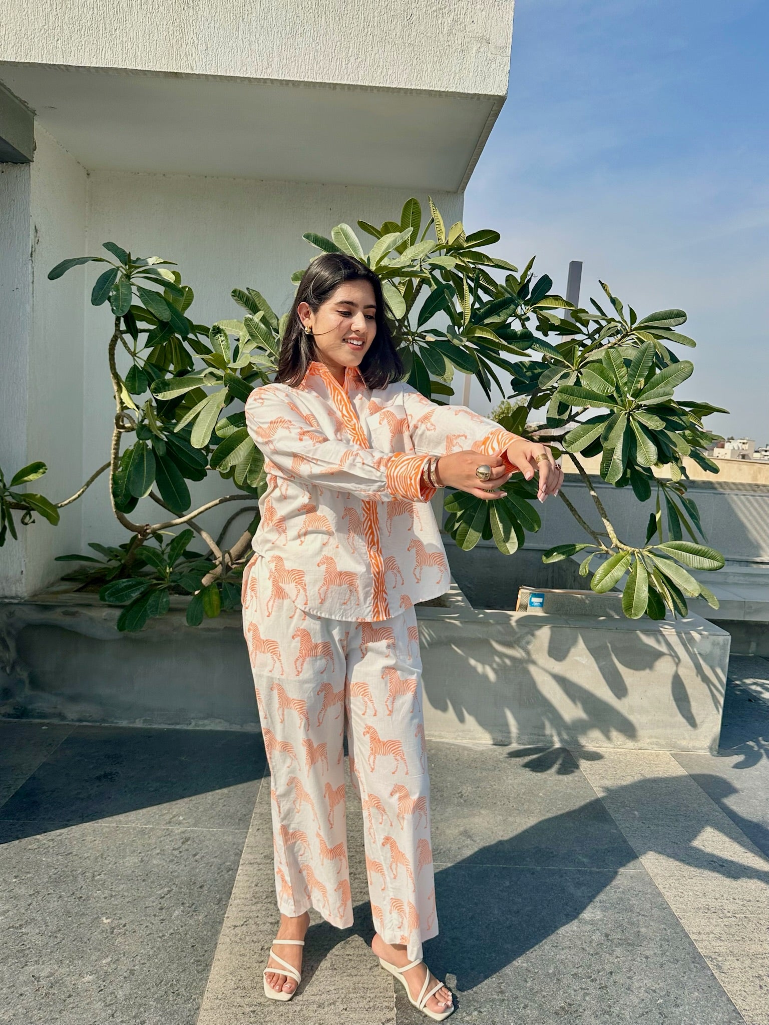 Zebra Striped Orange Co-ord Set