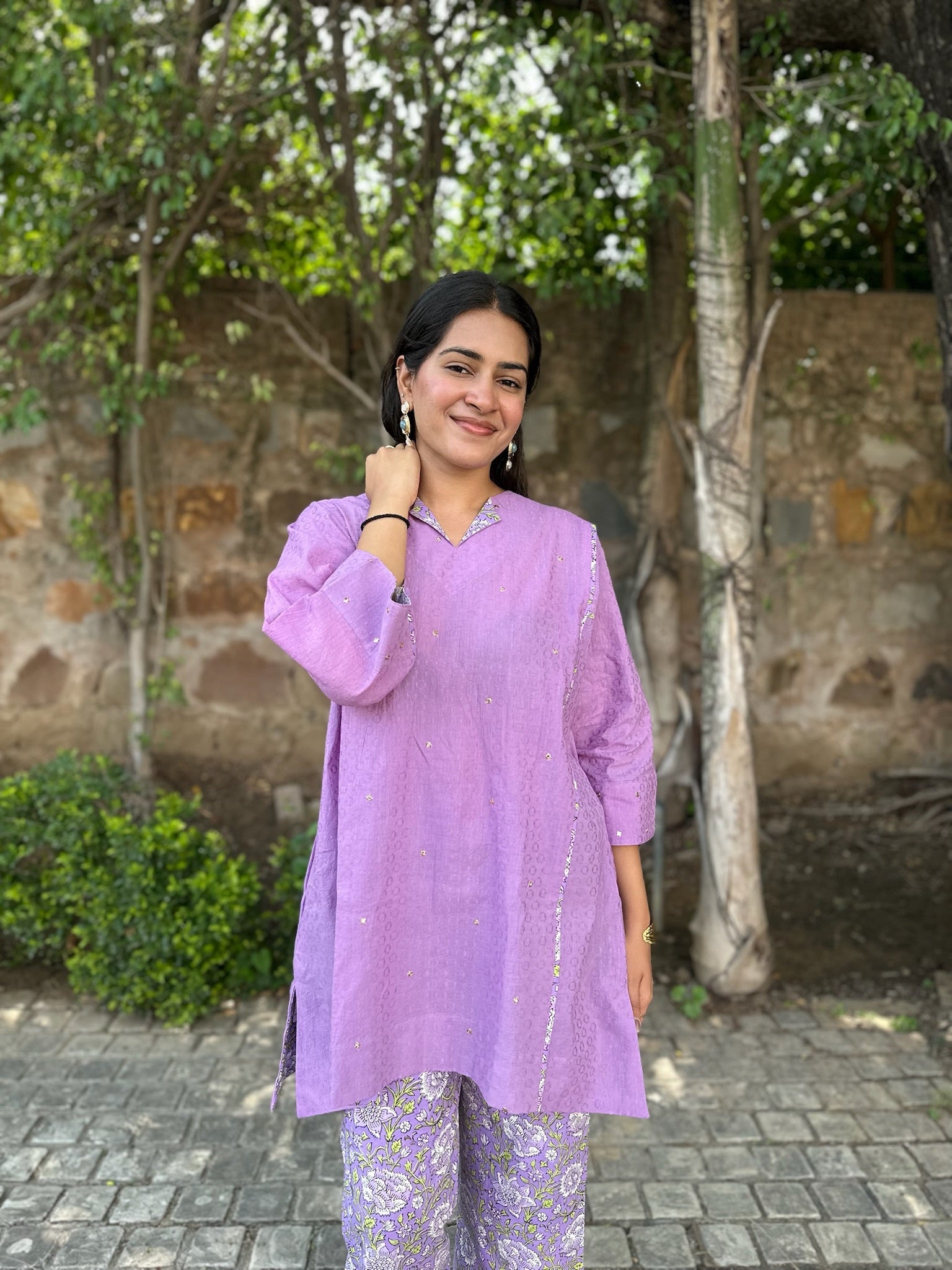 wisteria purple short dobby co-ord set