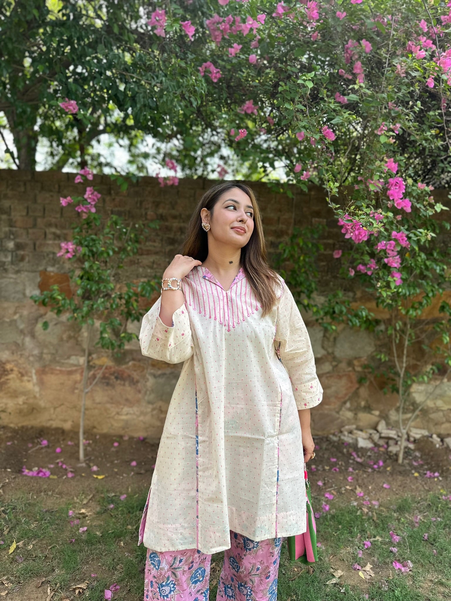Pink Vanilla Long Dobby Co-Ord Set