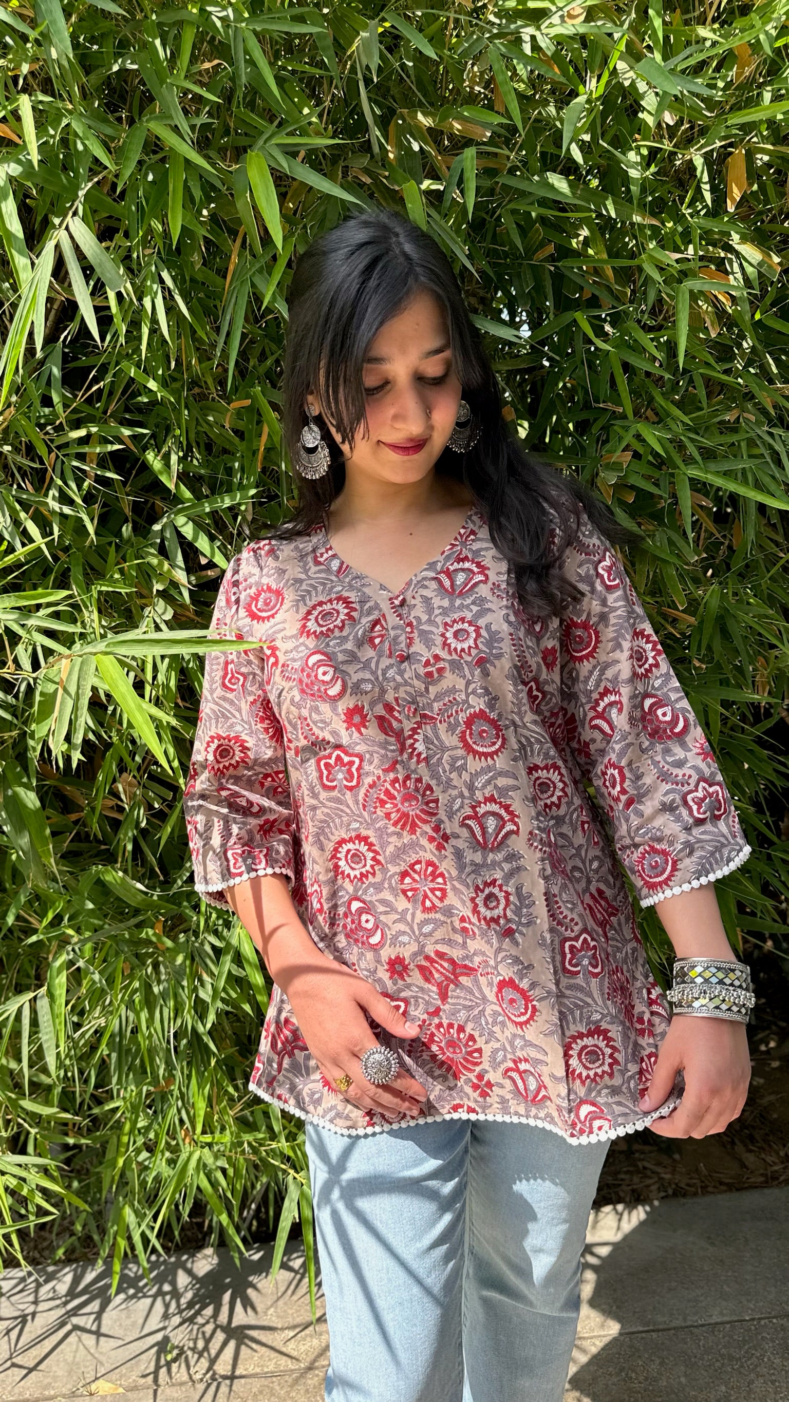 Cloud Grey Lace Short Kurti