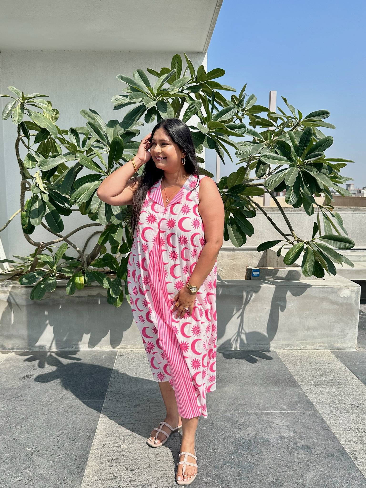 Sun and Moon Pink Midi Dress