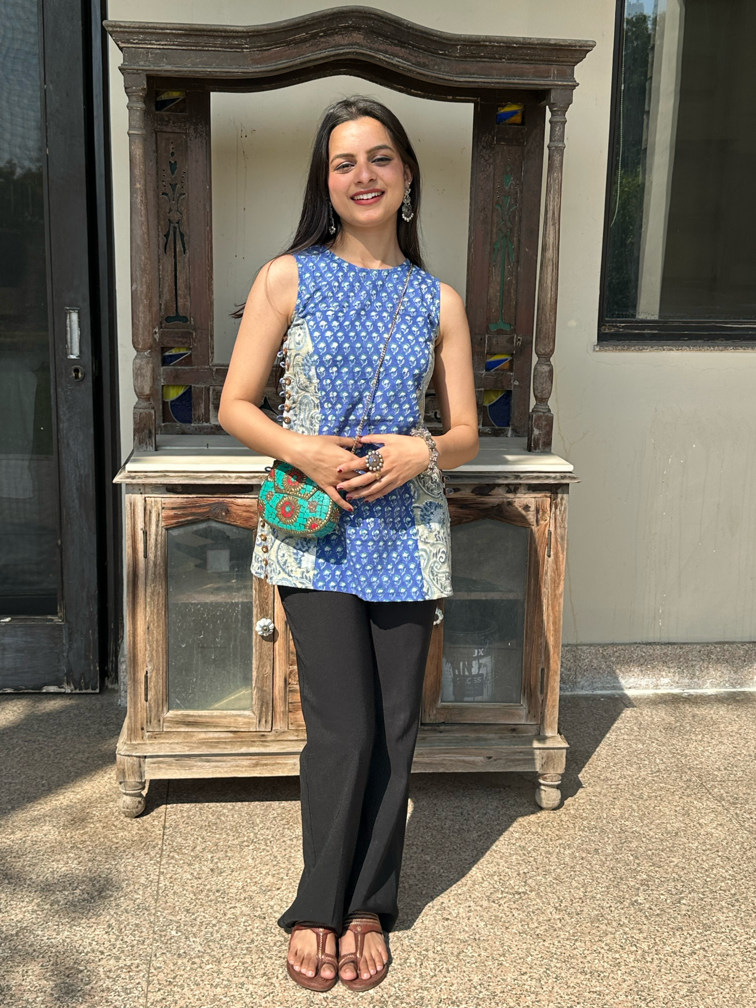 Azure Blue Halter Short Kurti