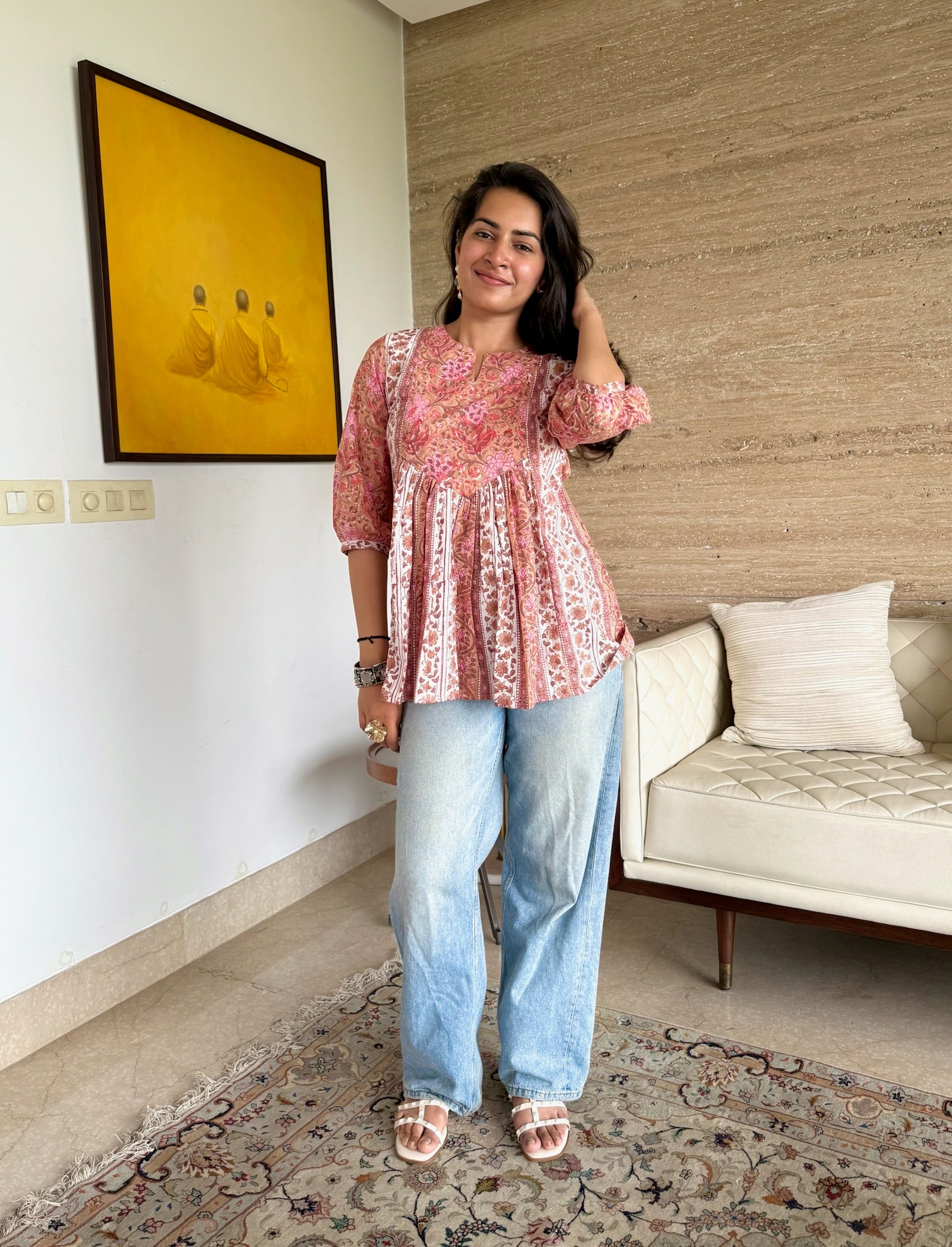 Sunset Reef Glow Gather Short Kurti