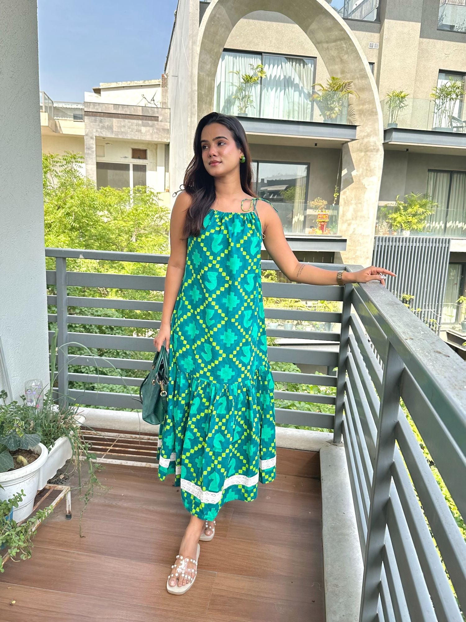 Azure Ocean Halter Maxi Dress