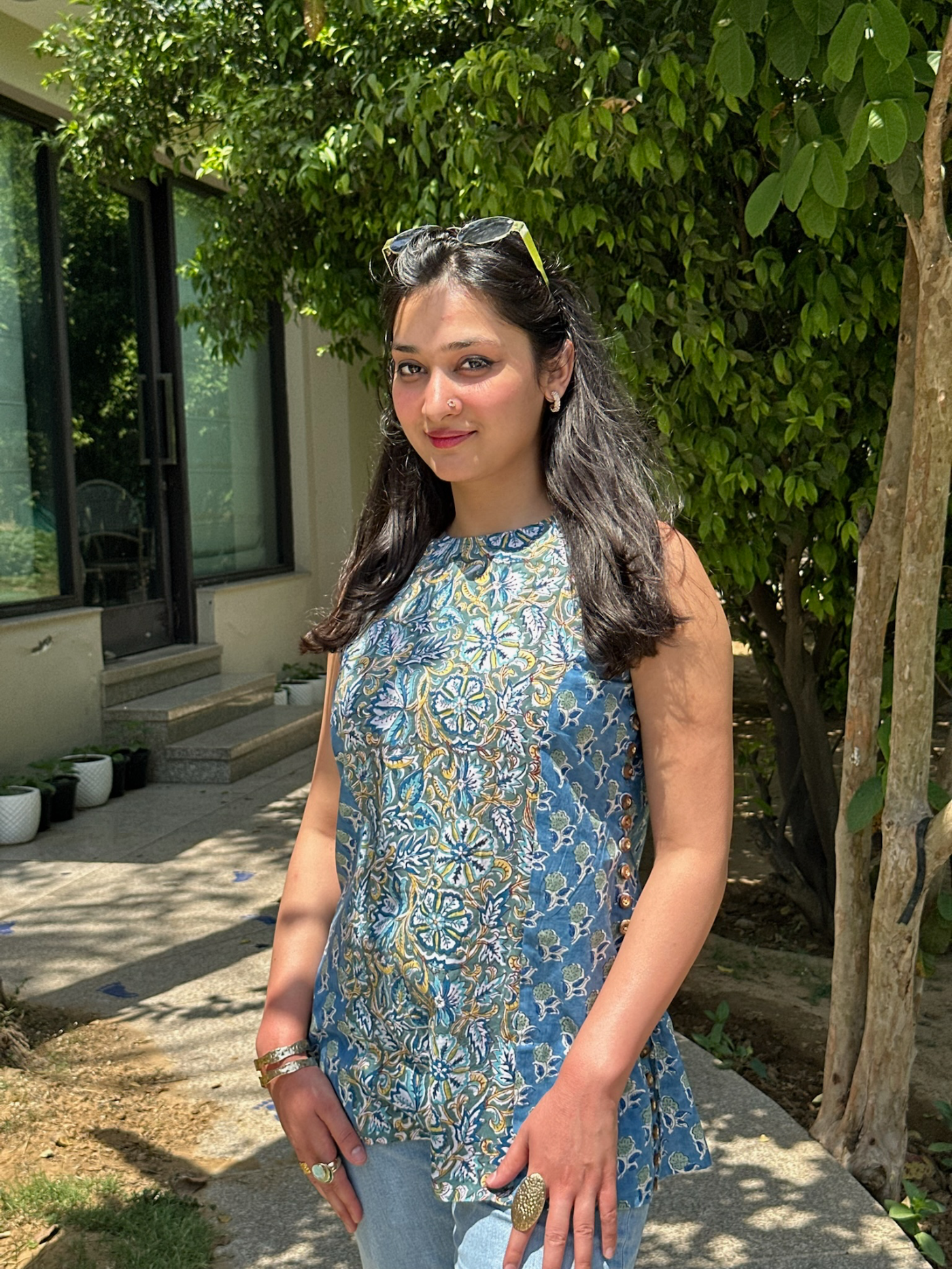 Berry Blue Halter Short Kurti