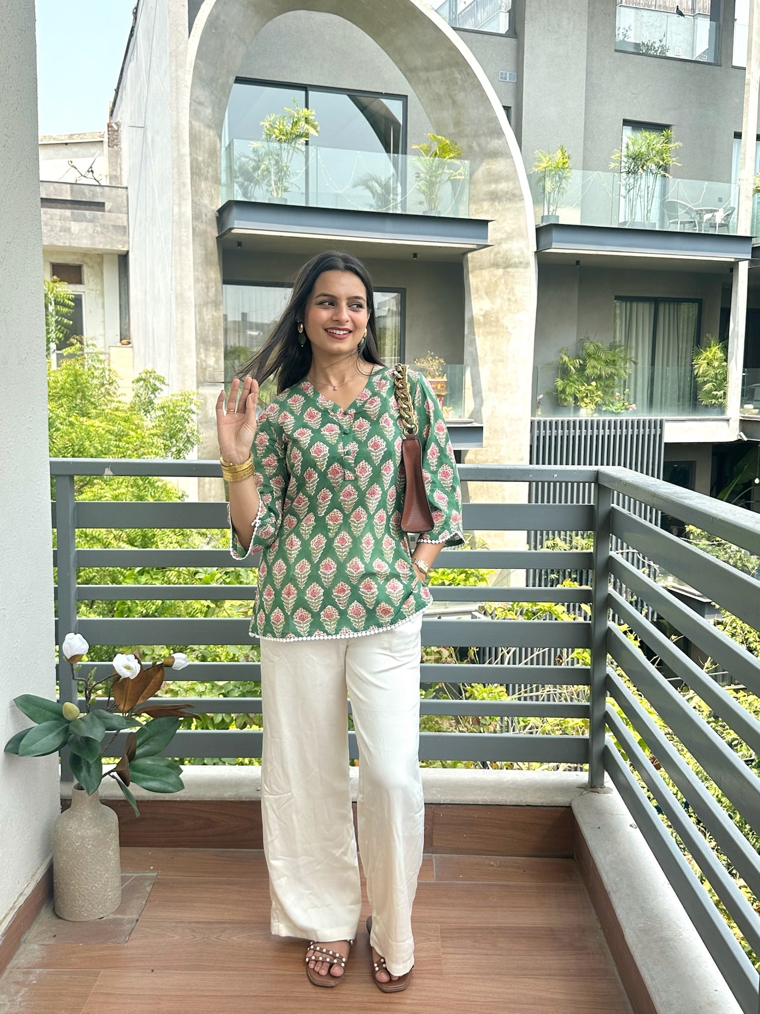 Meadow Green Lace Short Kurti