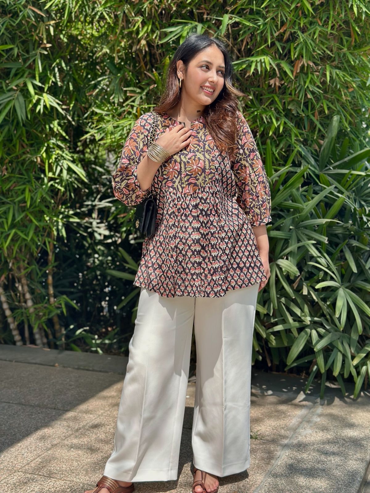 Onyx Black Gather Short Kurti