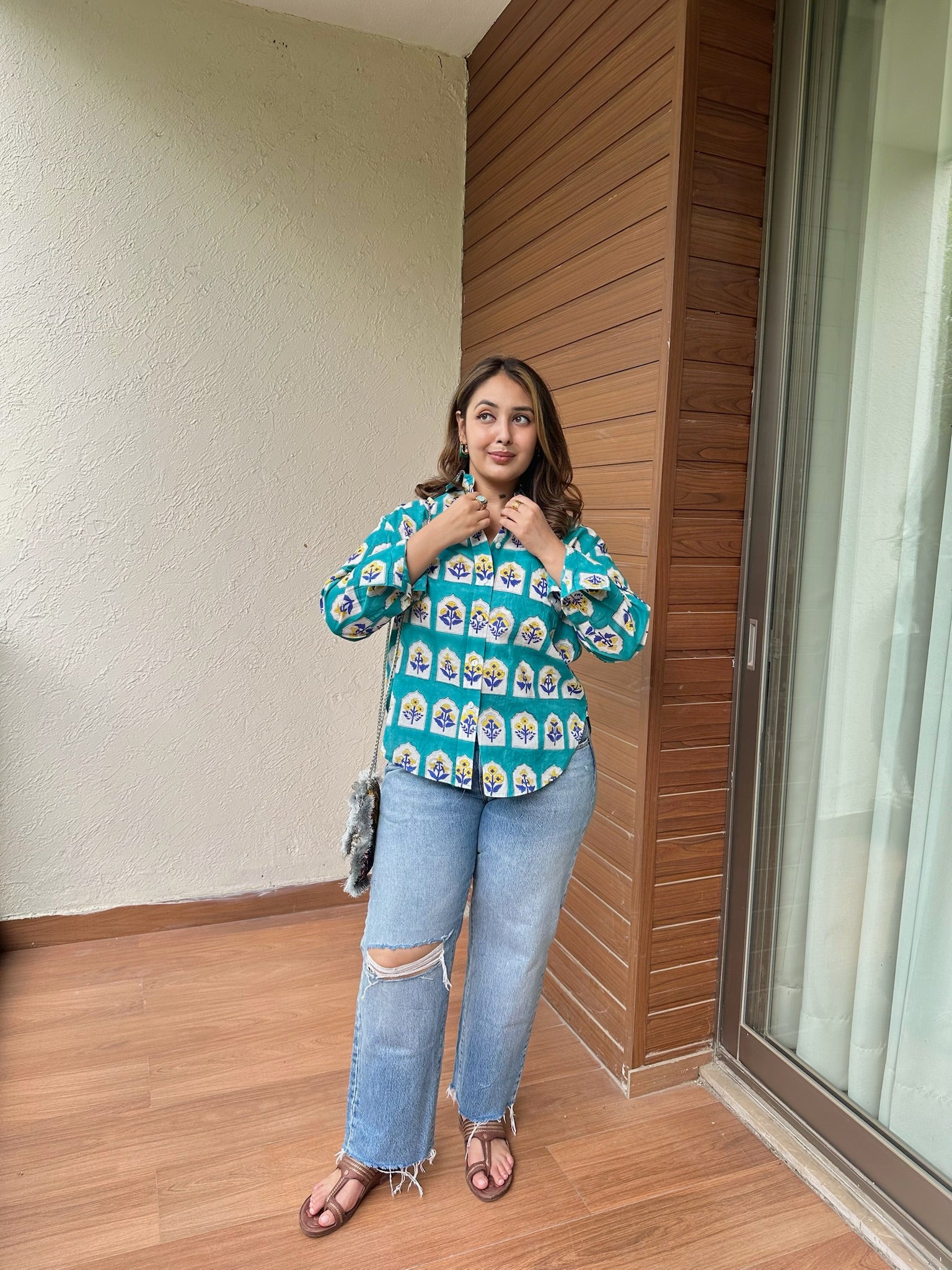 Exclusive Firozi Floral Shirt