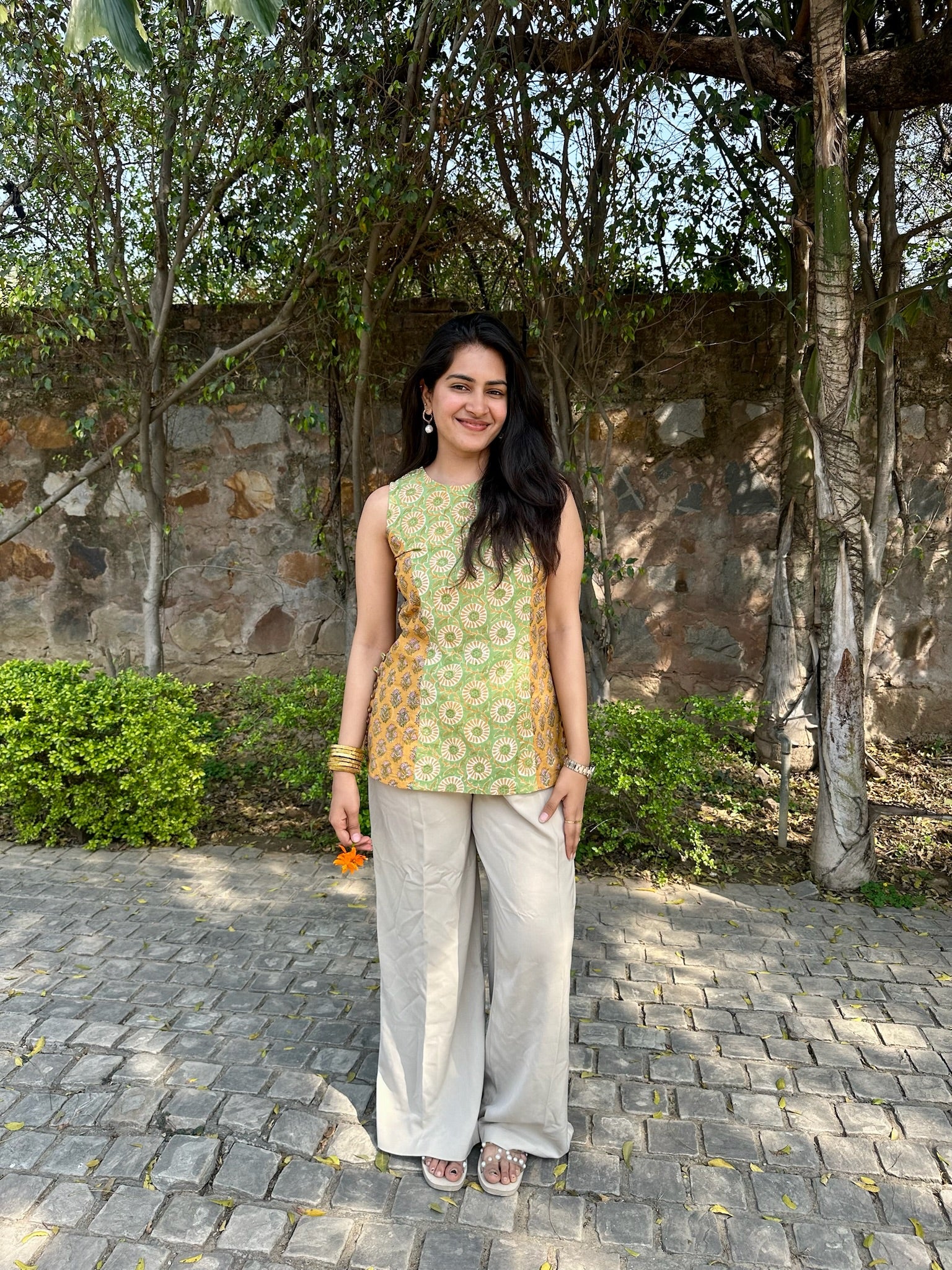 Golden Spice Halter Short Kurti