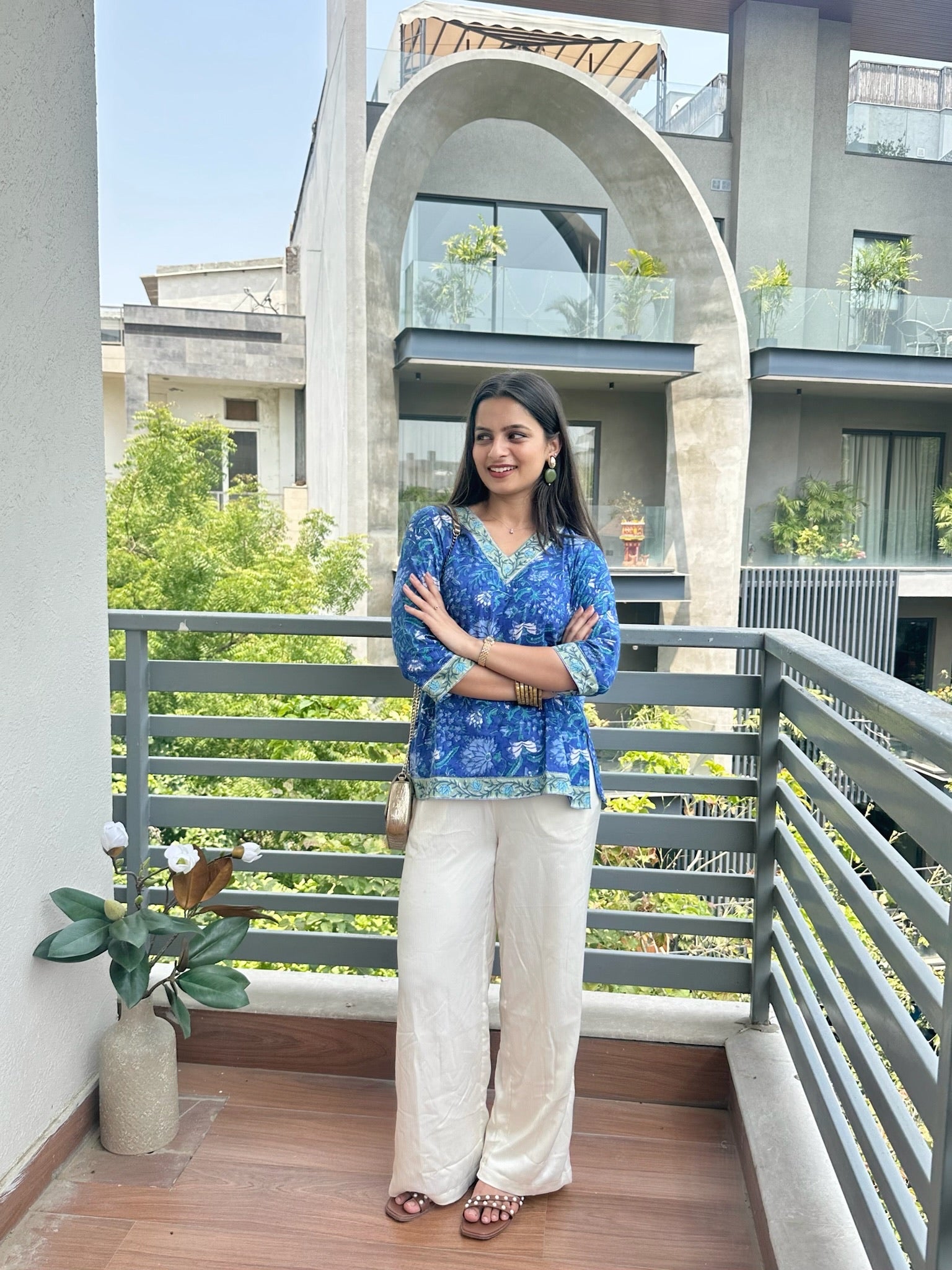 Arctic Ice Blue Short Kurti