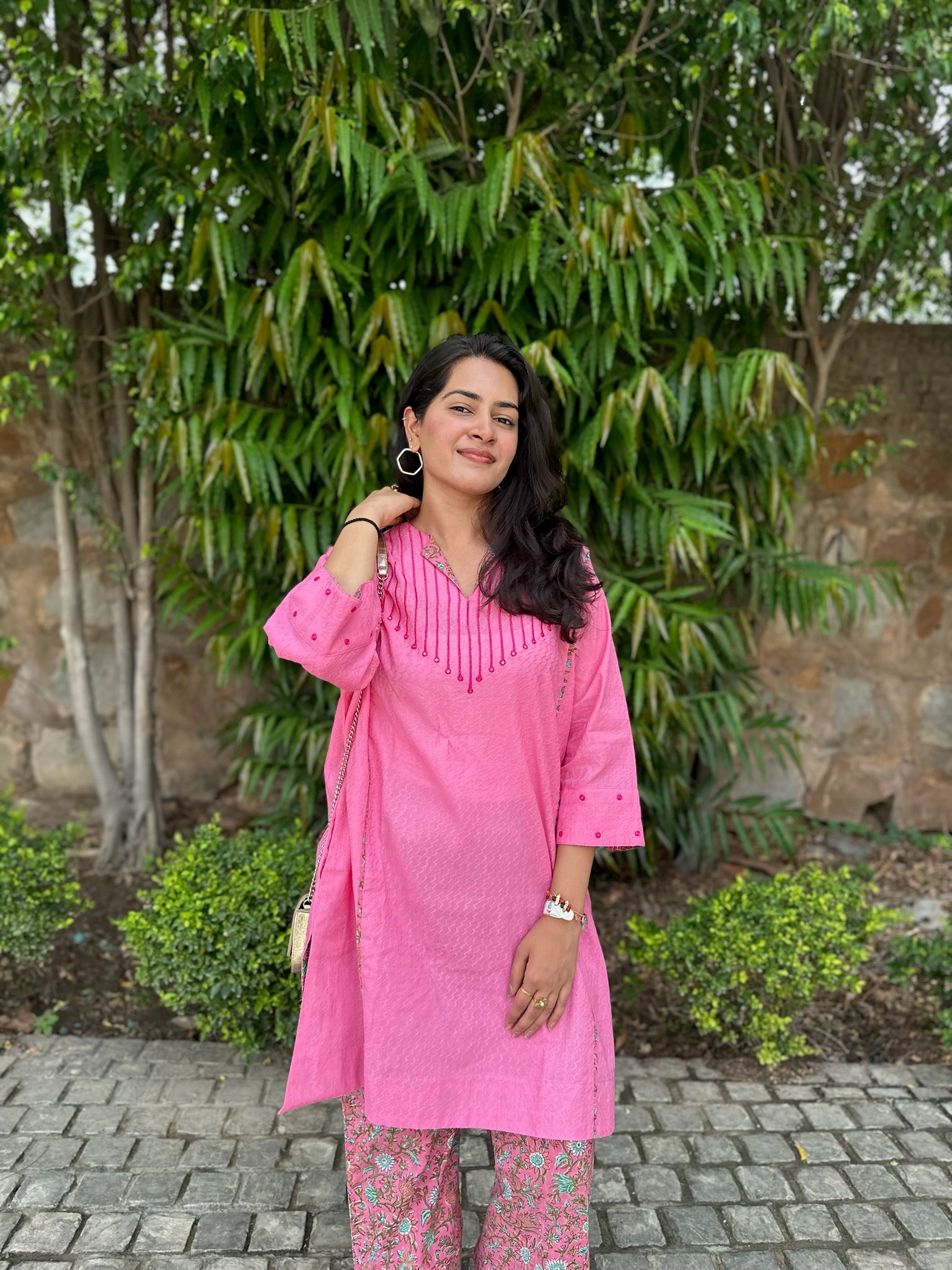 Sorbet Pink Long Dobby Co-Ord Set