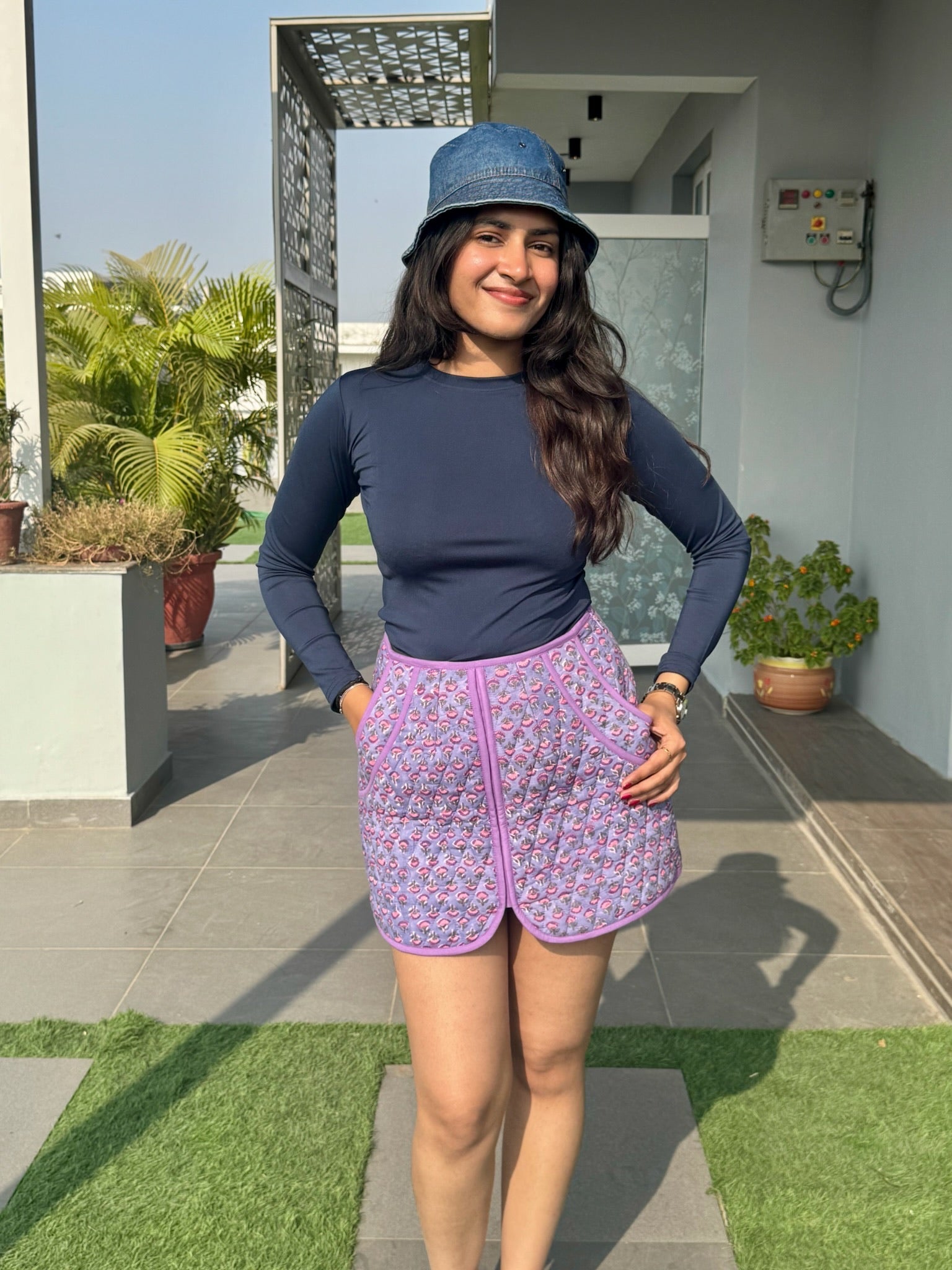 Orchid Floral Quilted Skirt