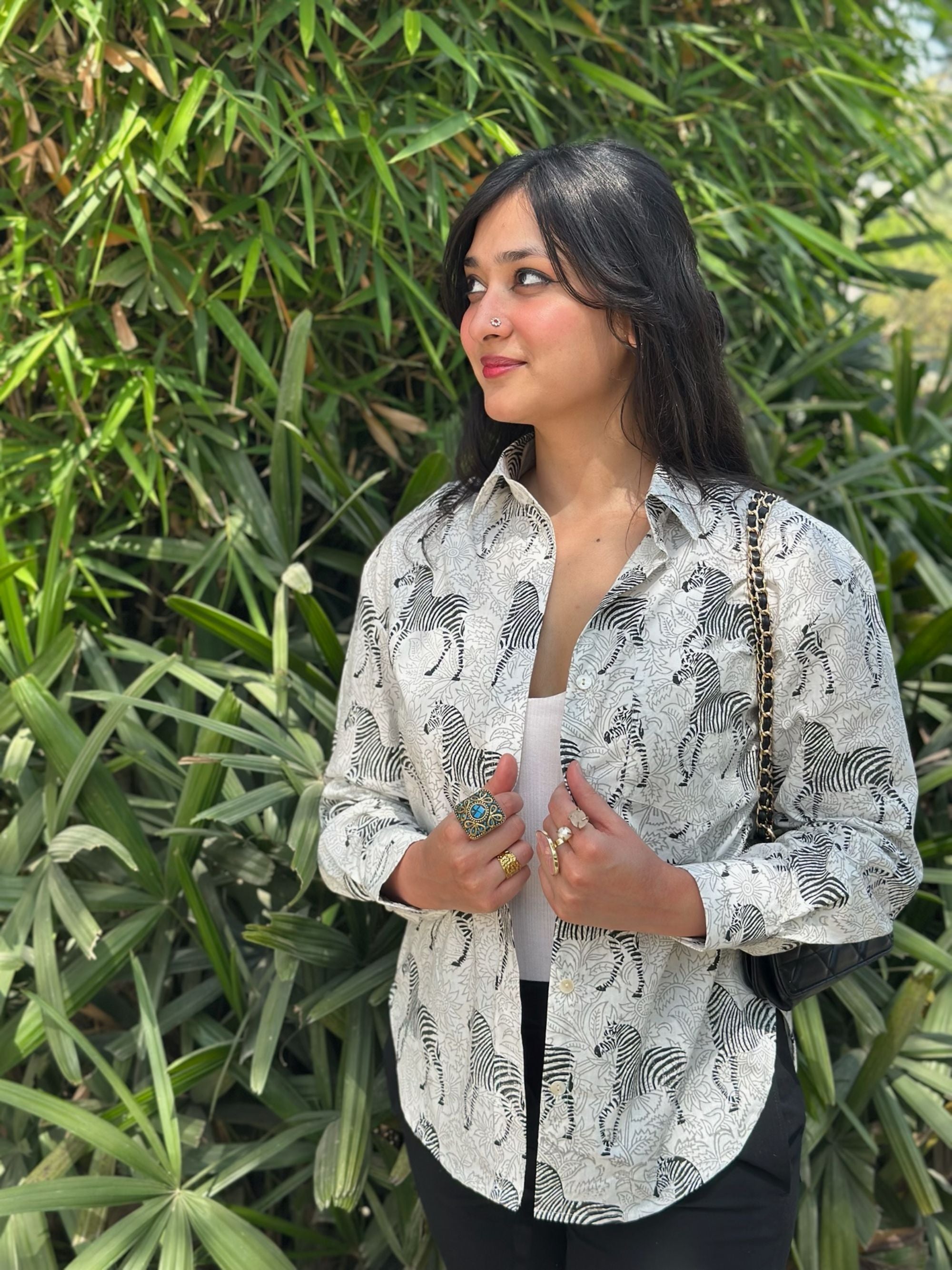Zebra Striped Black Shirt
