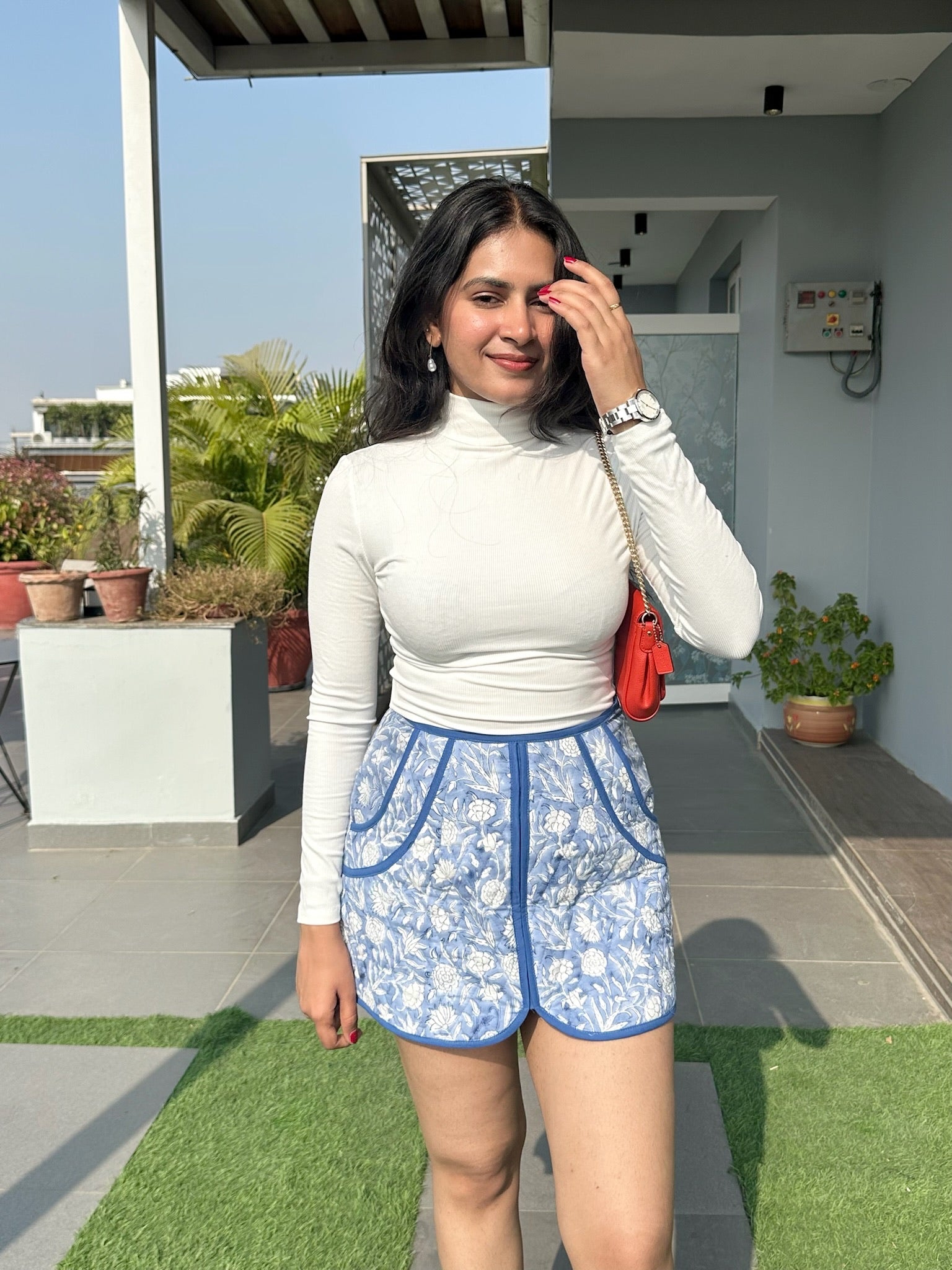 Ash Blue Quilted Skirt