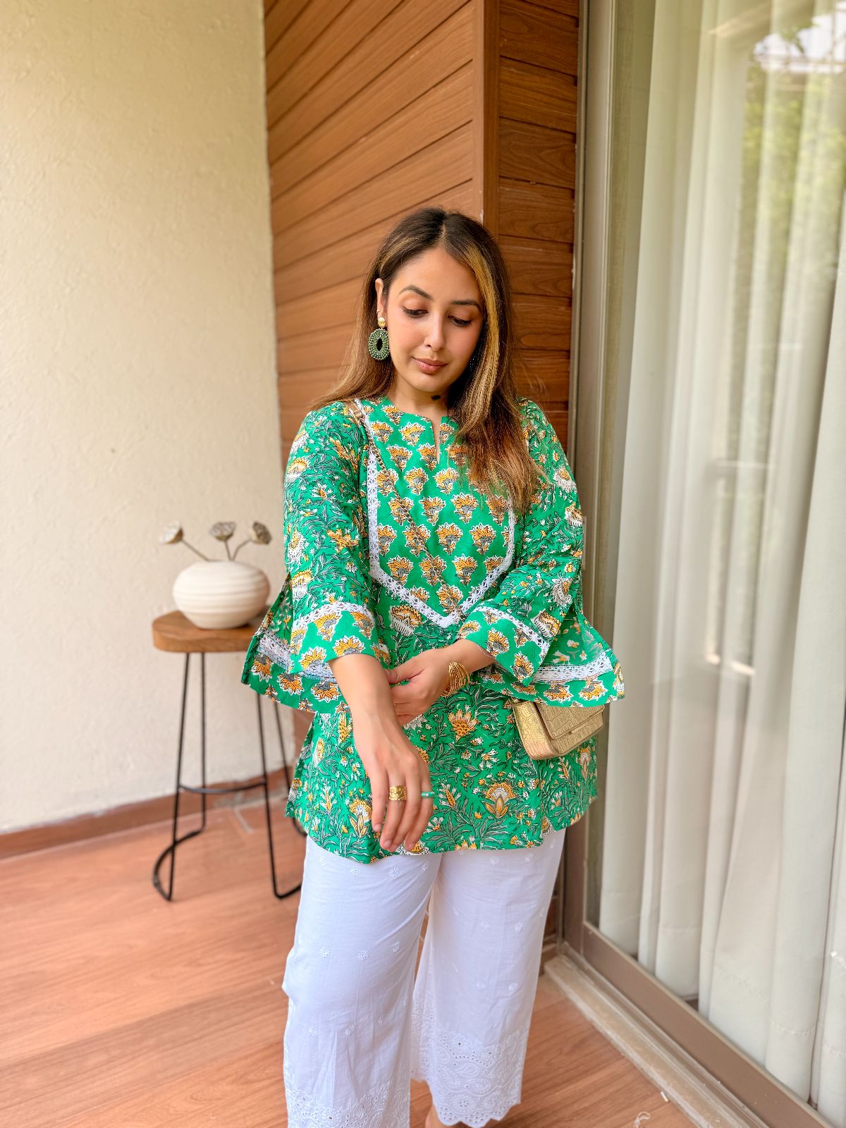 Meher Yoke Lace Short Kurti