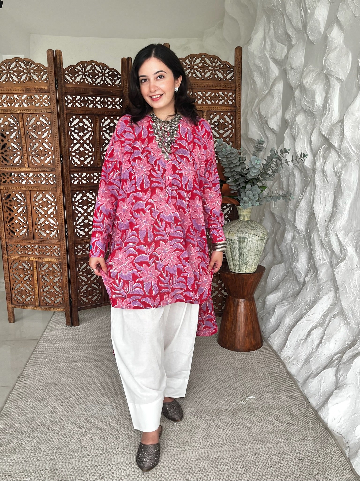 Gulabi Crimson Mulmul Co-Ord Set