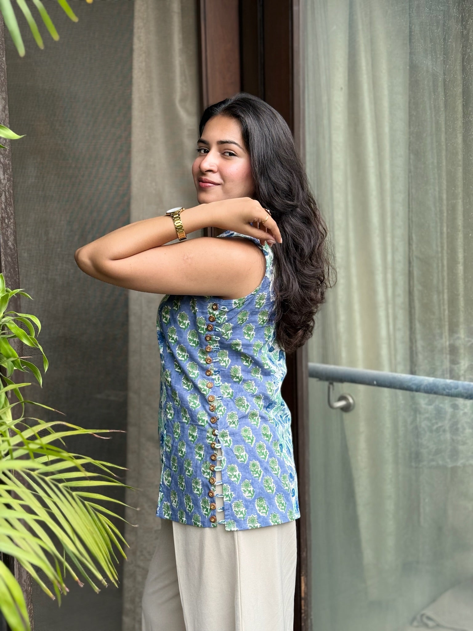 Blue Dew Halter Short Kurti