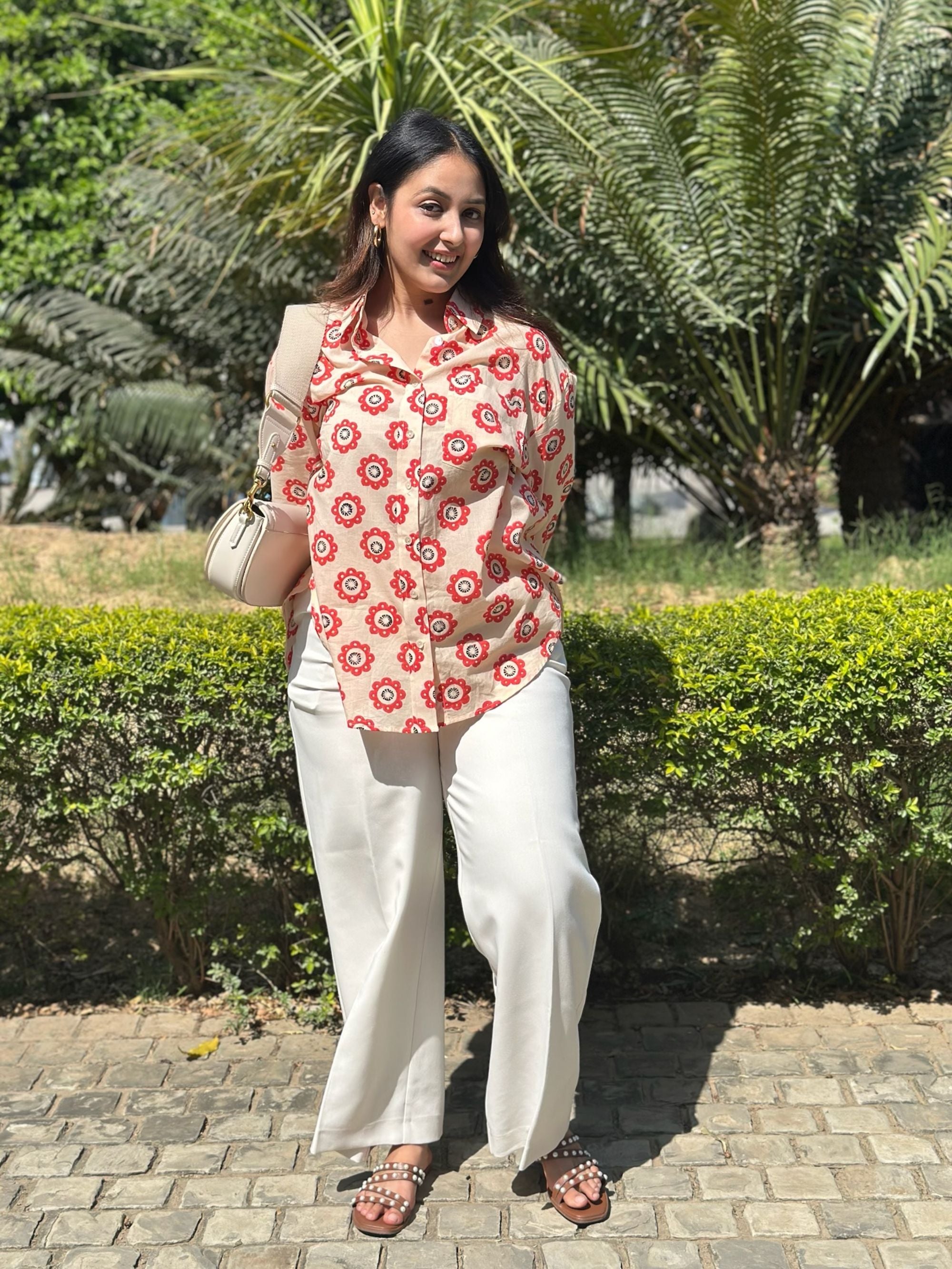 Abstract Floral Red Shirt