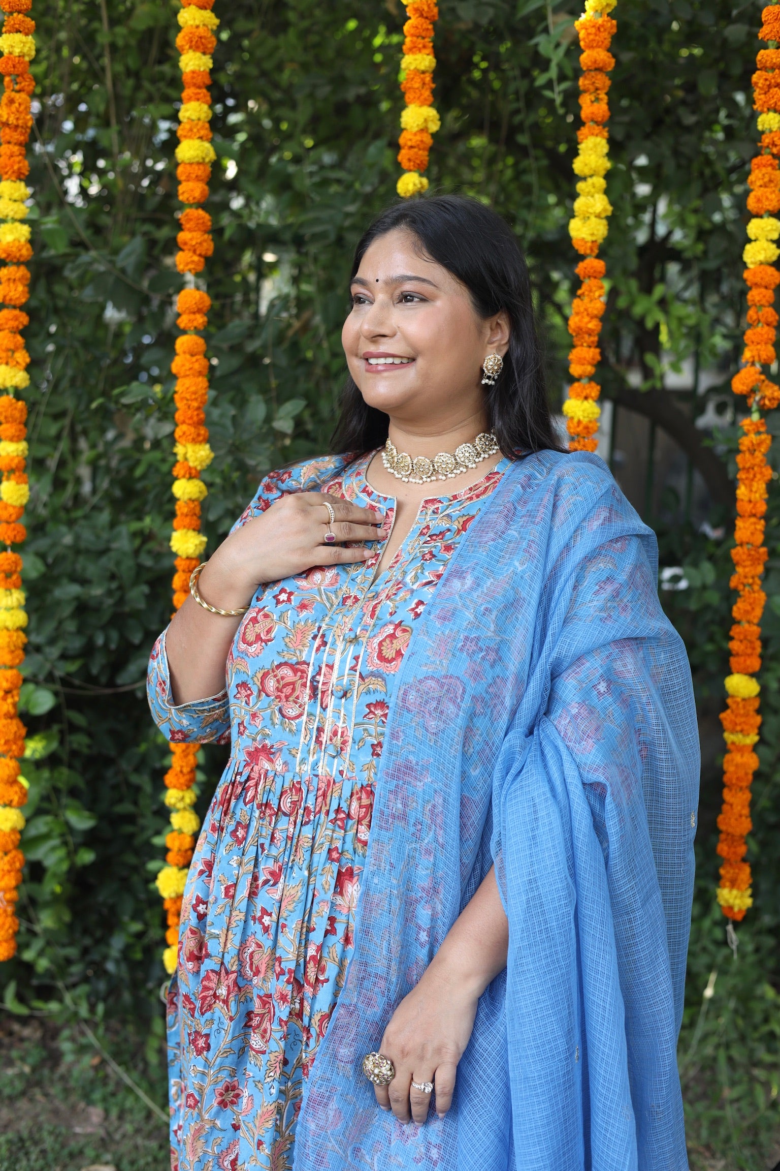 Aasmani Gather Suit Set