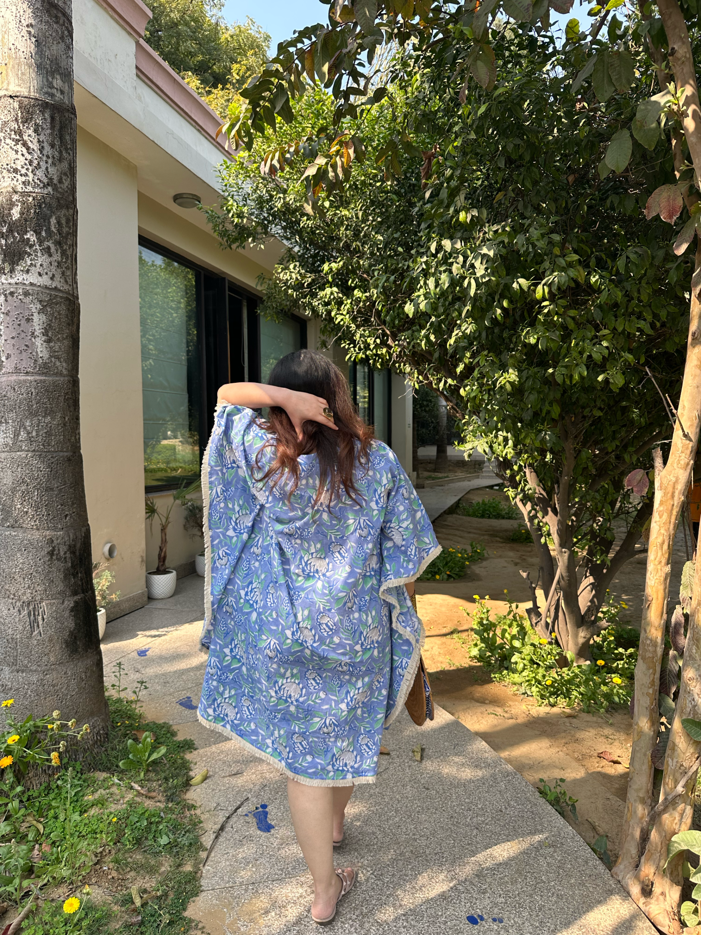 Blue Floral Kaftan Dress