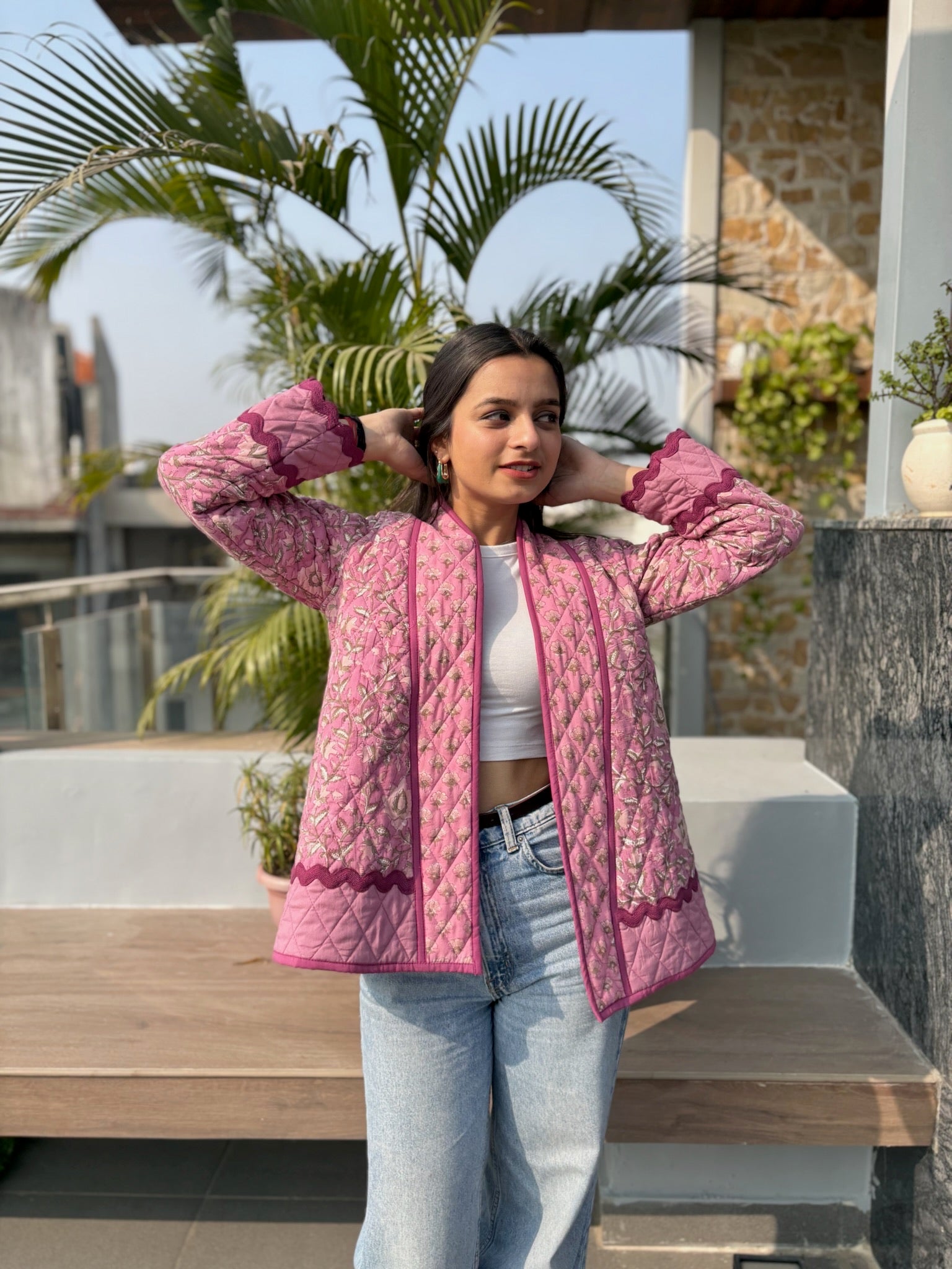 Pink Rose Quilted Shrug