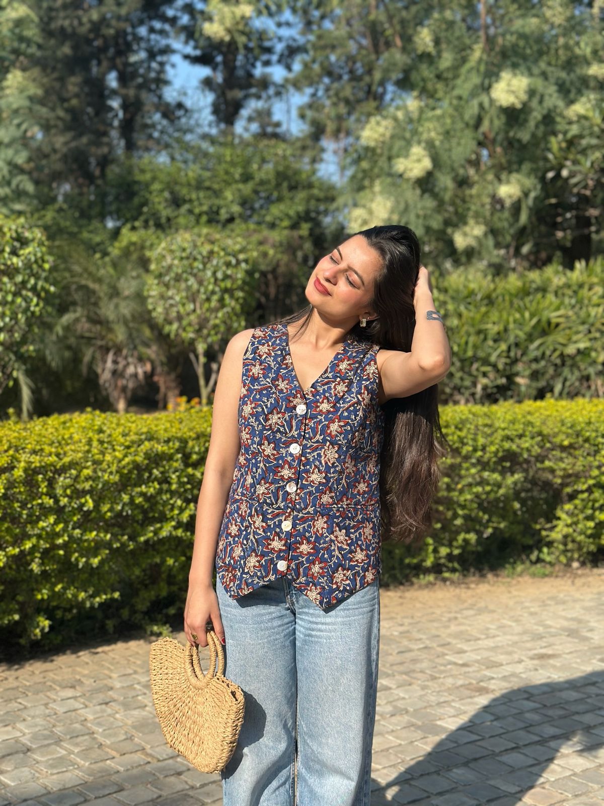Nile Blue Floral Waistcoat