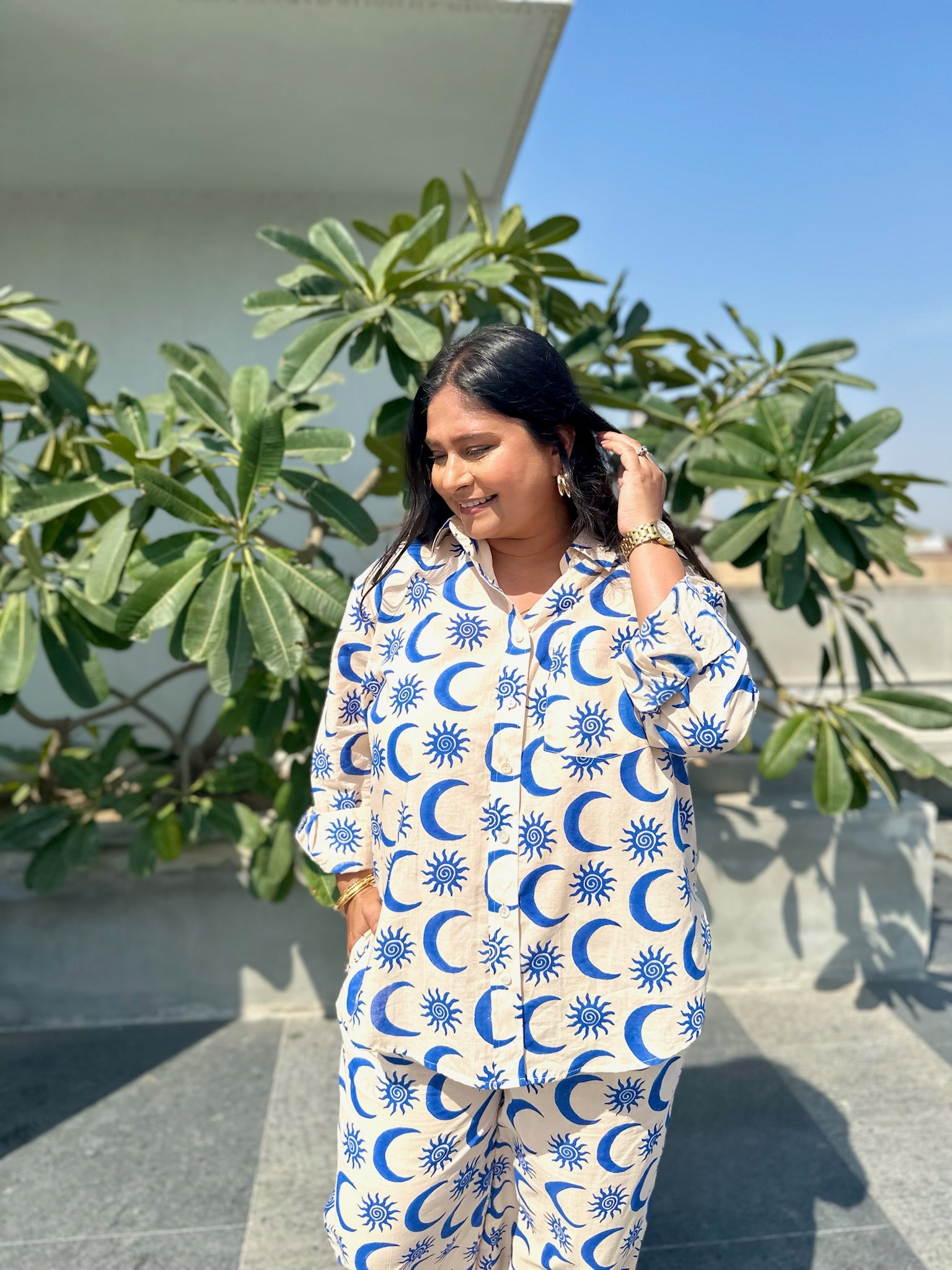 Sun and Moon Blue Co-ord Set