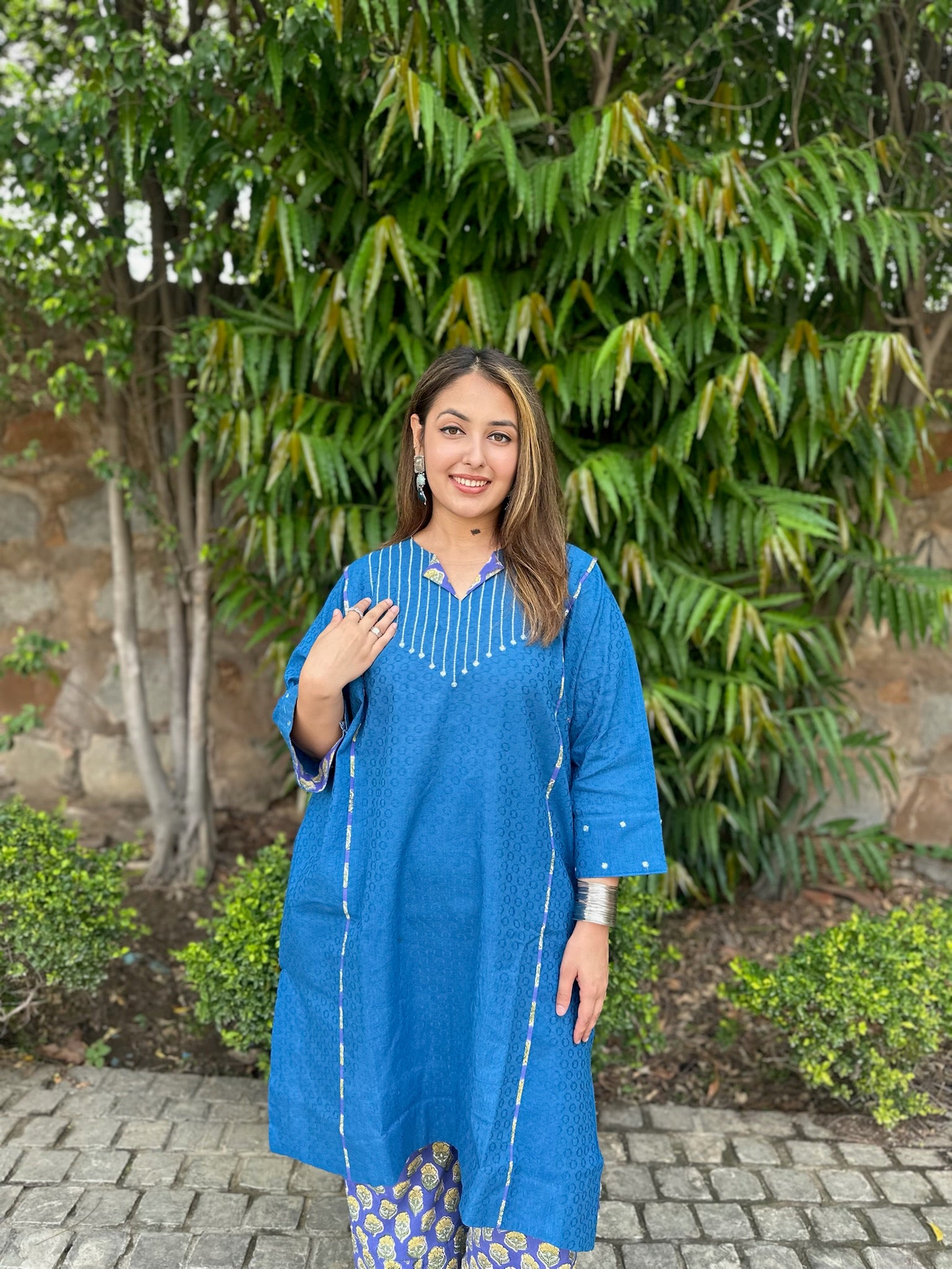 Cobalt Blue Long Dobby Co-Ord Set