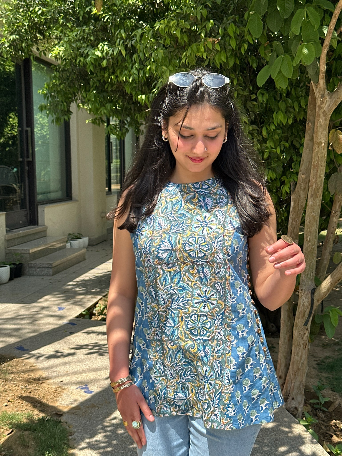 Berry Blue Halter Short Kurti