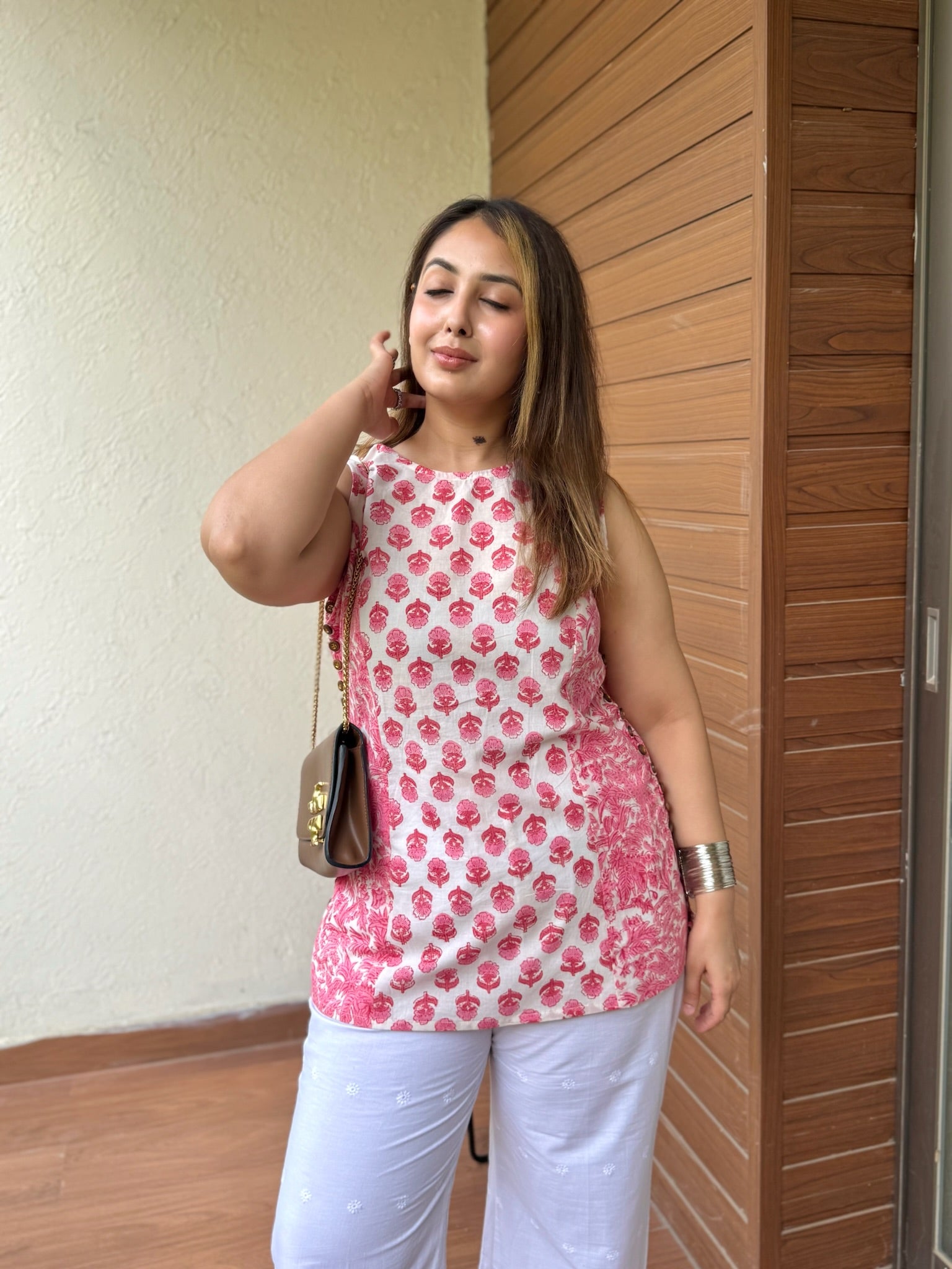 Hibiscus Red Halter Short Kurti