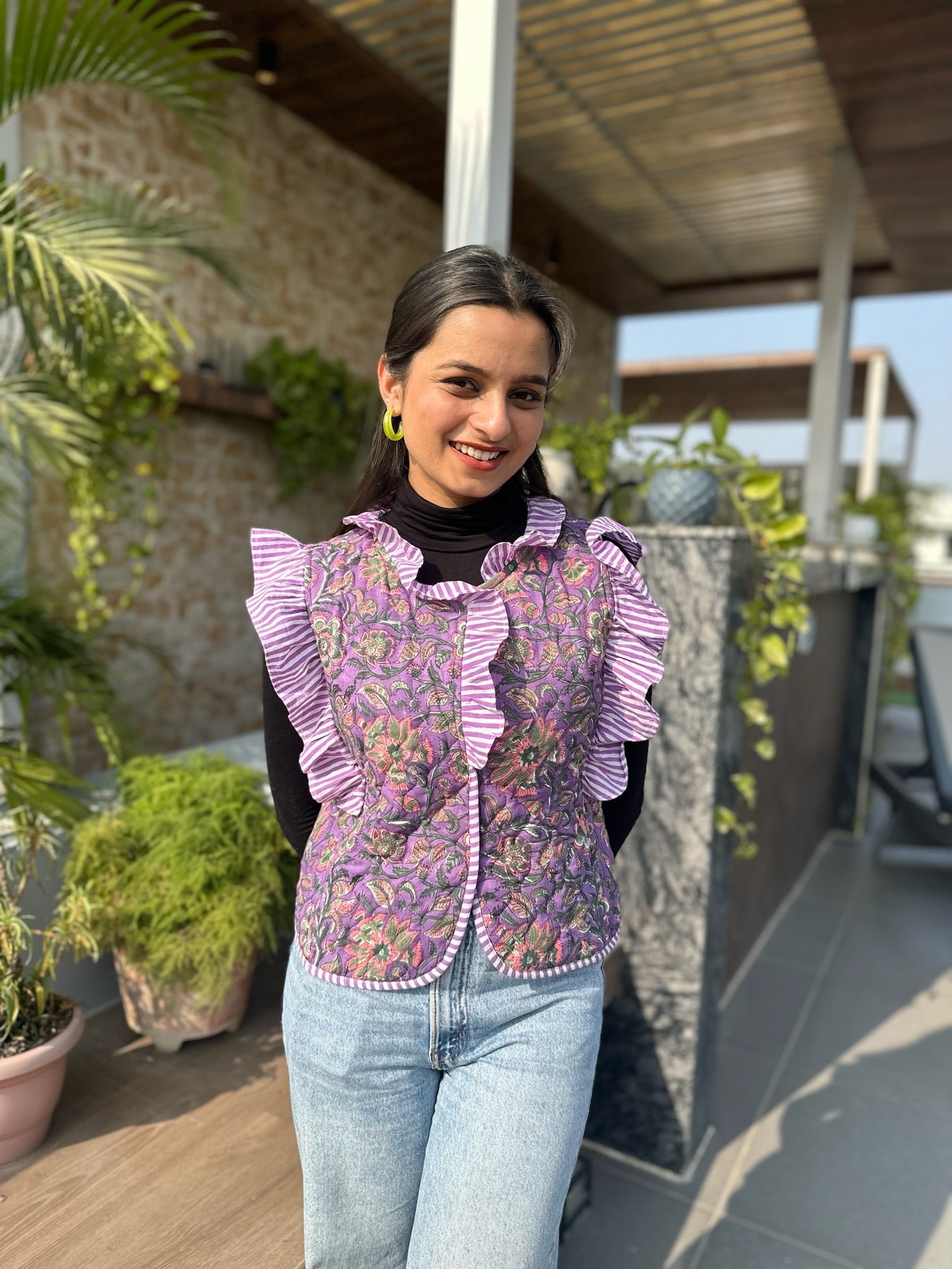 Soft Jamuni Quilted Frill Jacket