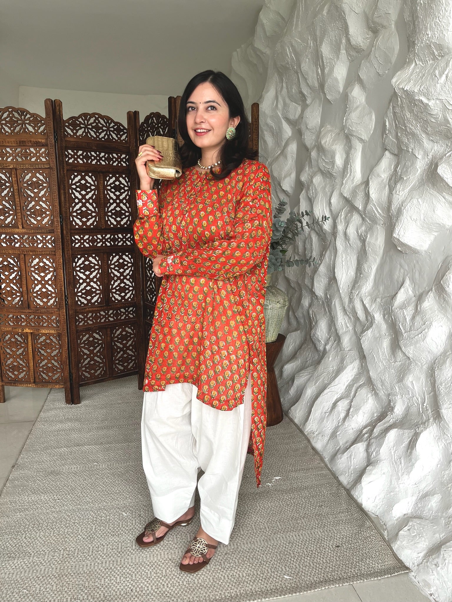 Kesari Flame Mulmul Co-Ord Set