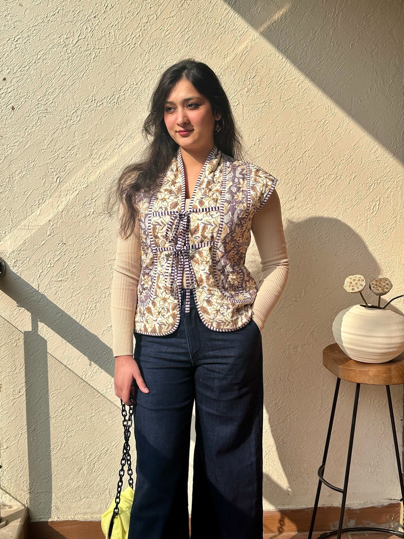 Ochre Brown Quilted Dual Jacket