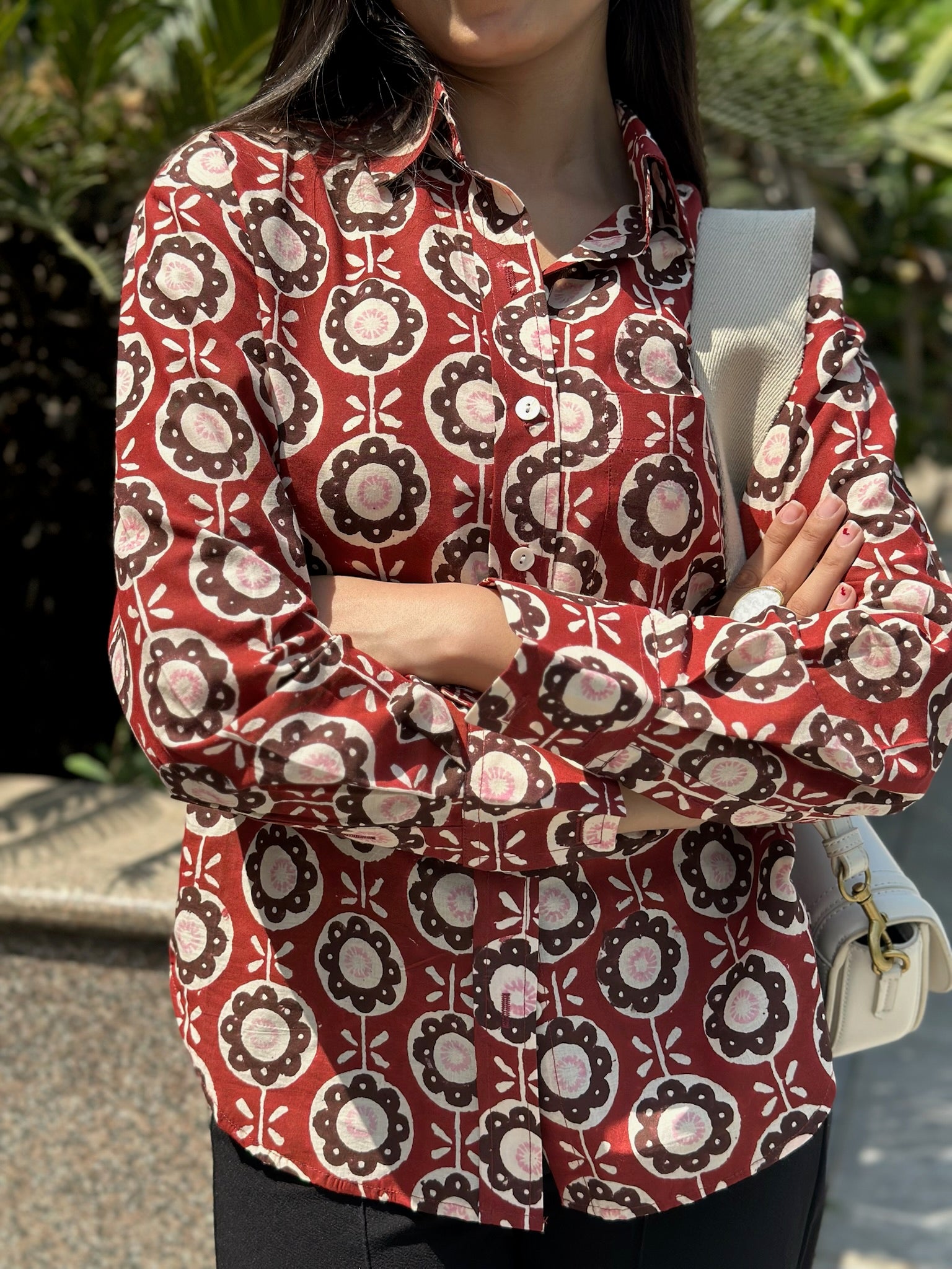 Abstract Flower Brown Shirt