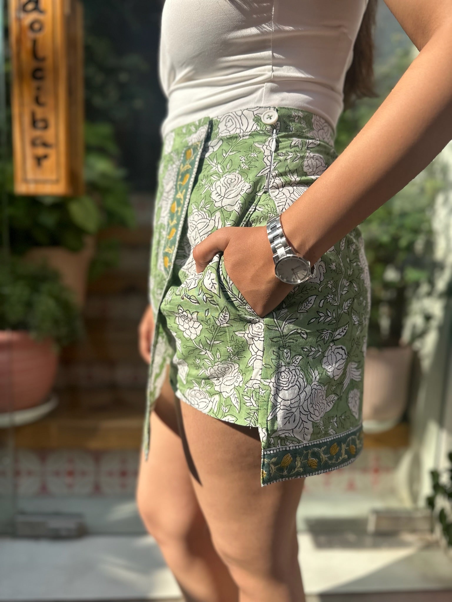 Yellow Green Floral Skort