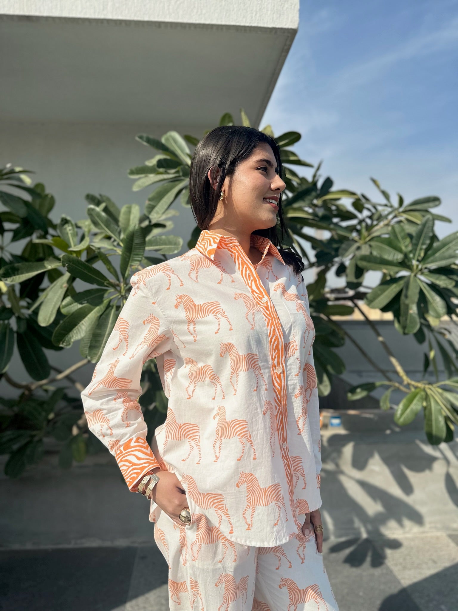 Zebra Striped Orange Co-ord Set