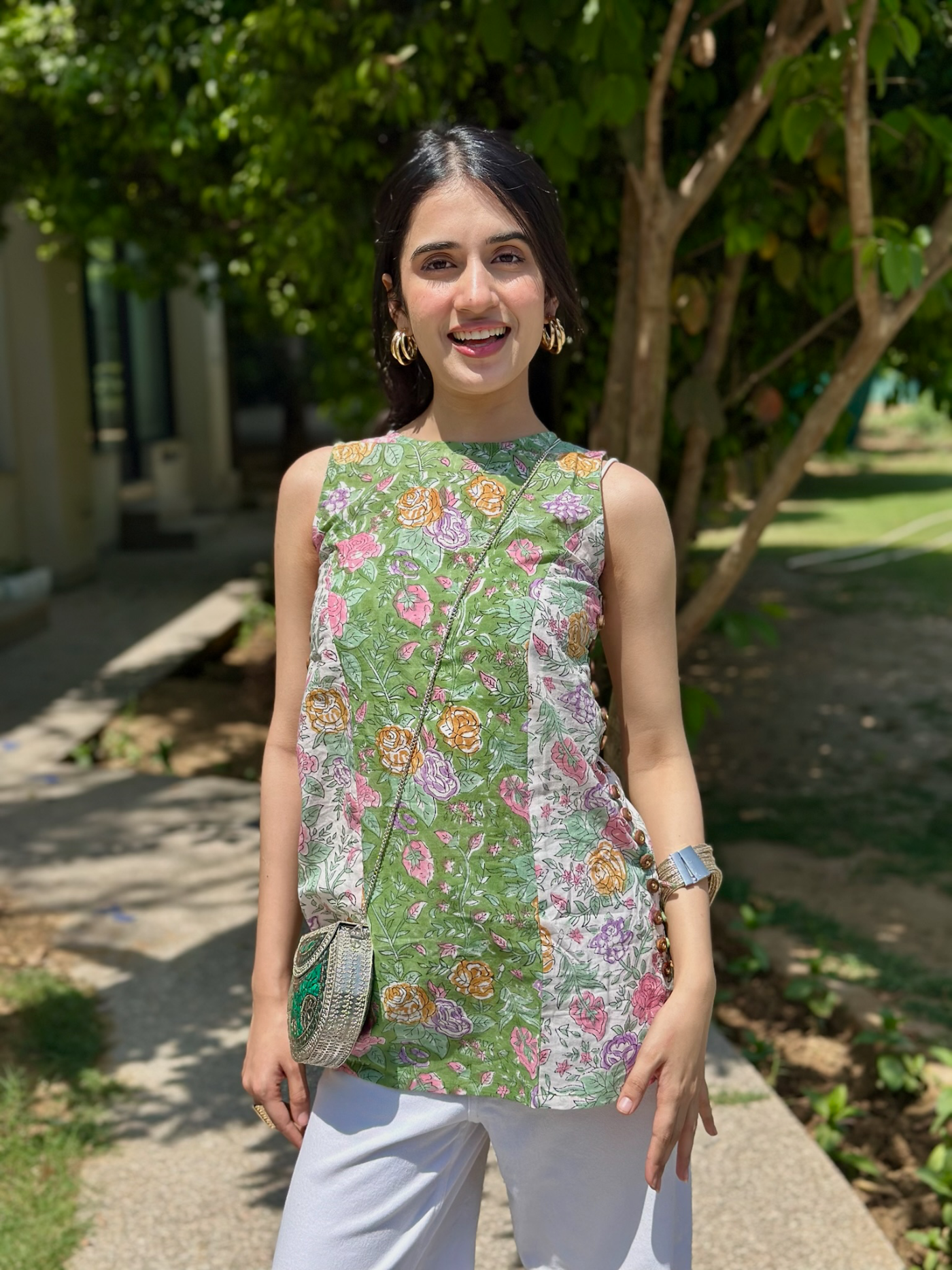 Spring Green Halter Short Kurti