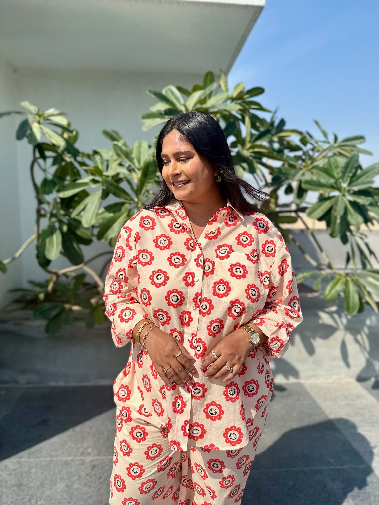 Abstract Floral Red Co-ord Set